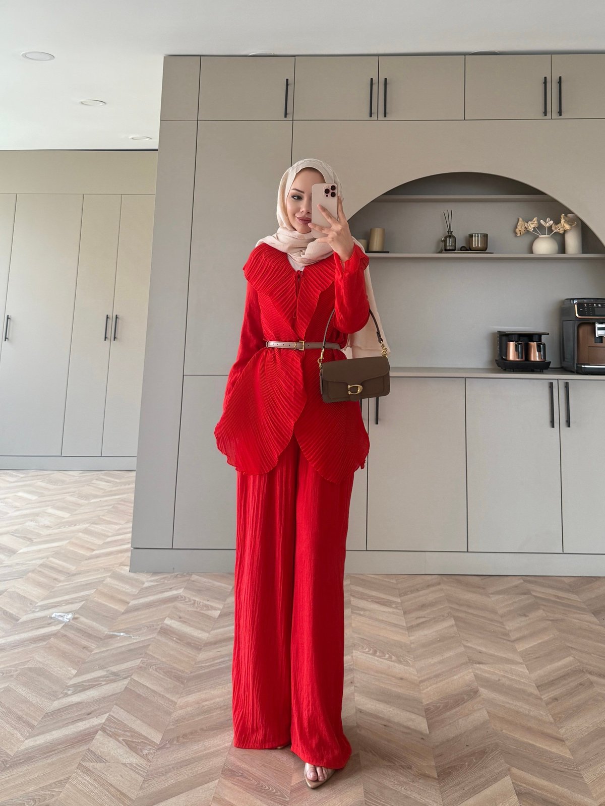 Ocea Korsaj Detaylı Takım Kırmızı (5804)