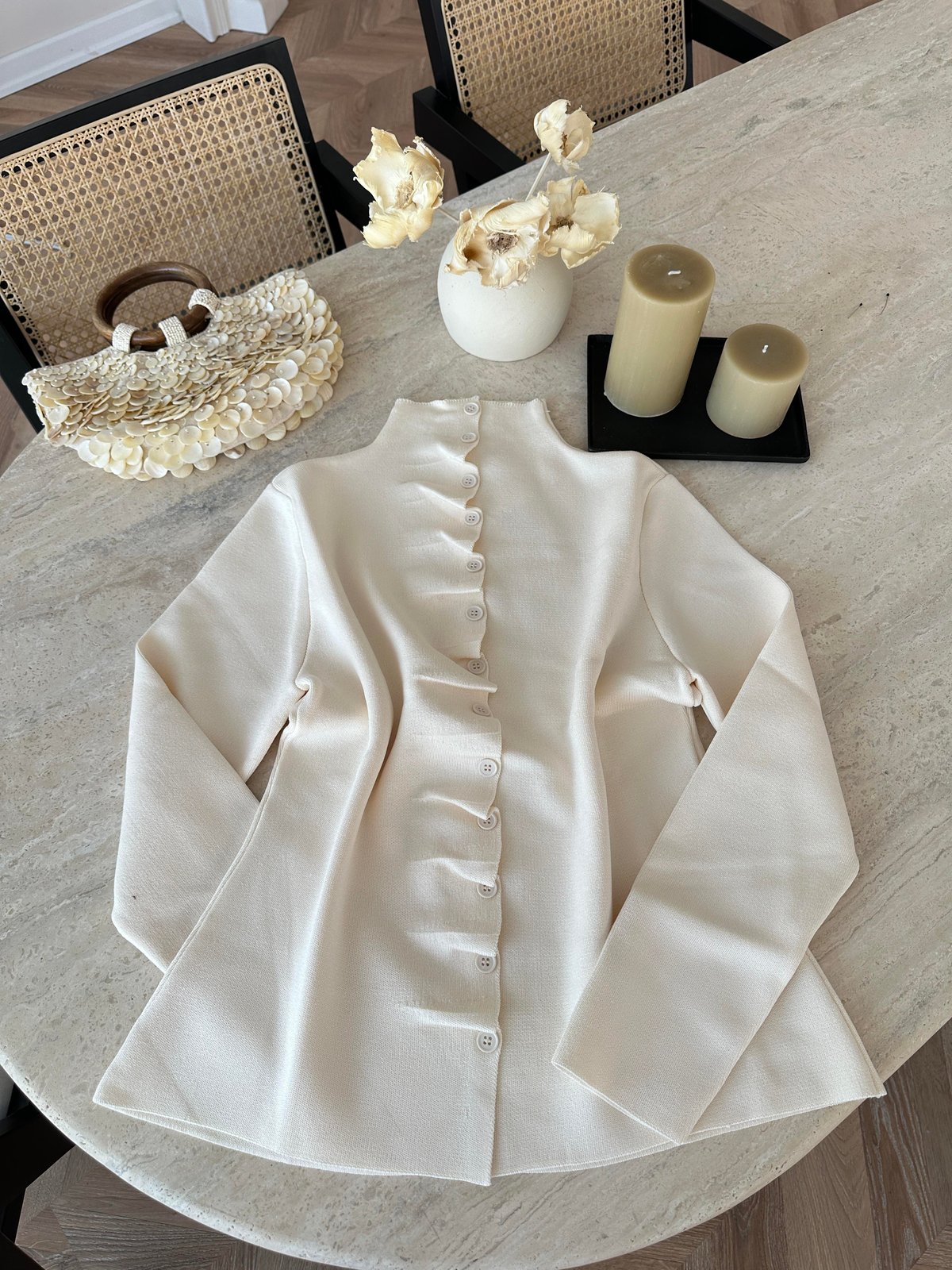 Odella Çelik Örme Hırka Bej