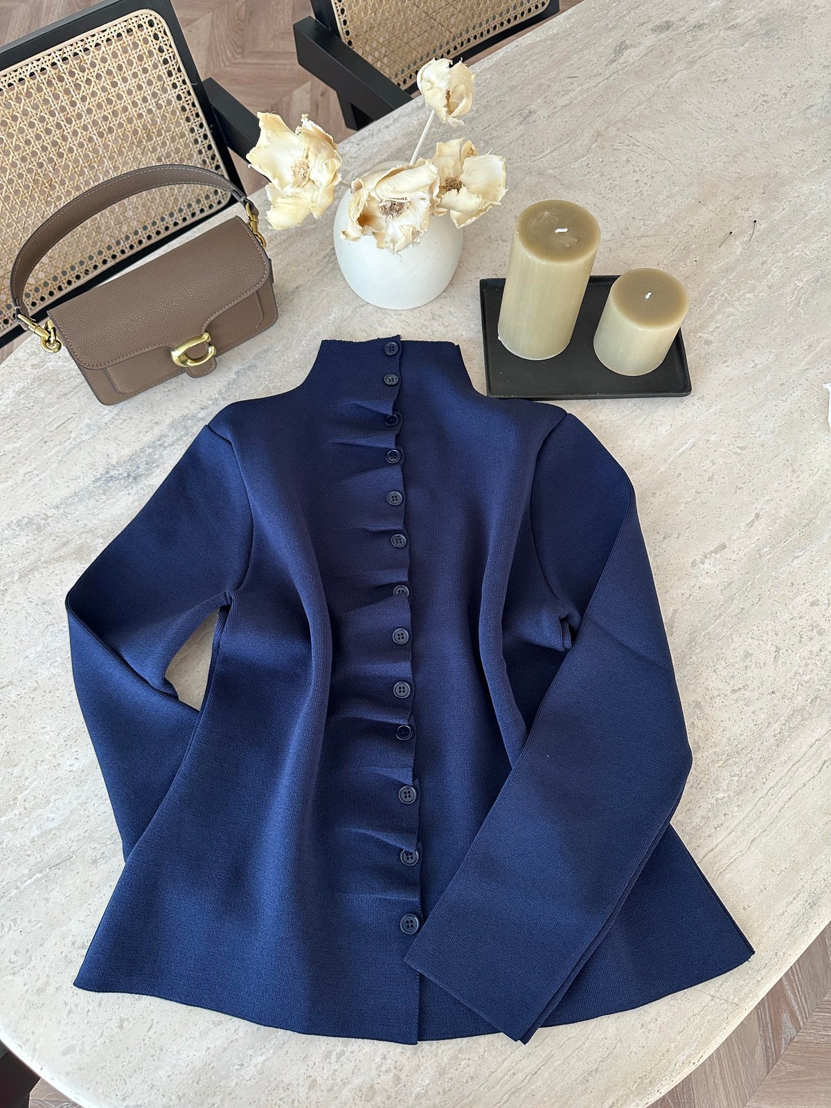 Odella Çelik Örme Hırka Lacivert