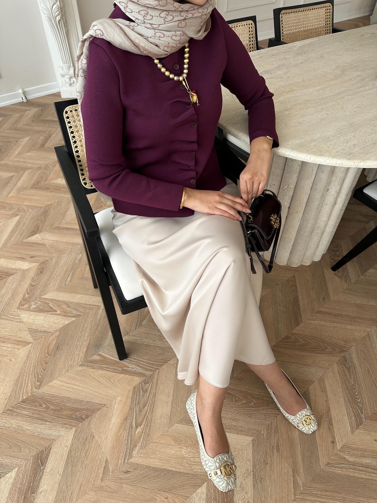 Odella Çelik Örme Hırka Mürdüm