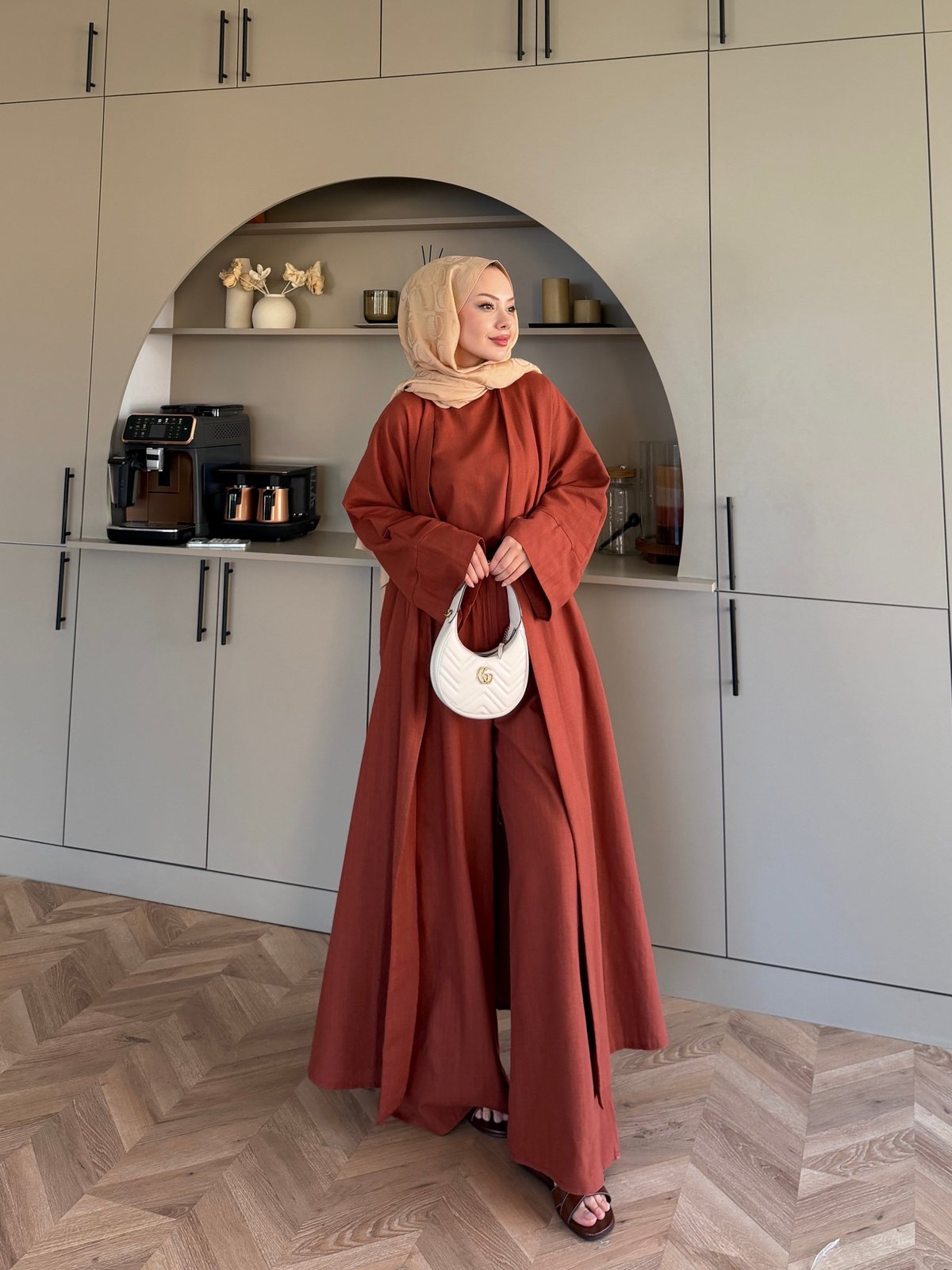 Odessa Pantolonlu Kimono Takım Kiremit (4518)