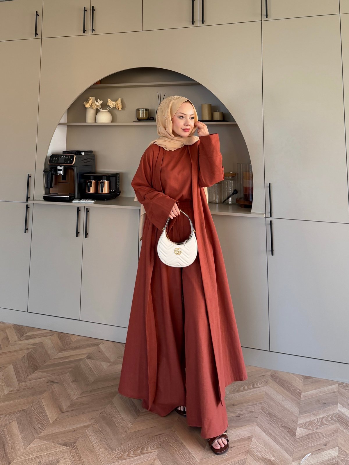 Odessa Pantolonlu Kimono Takım Kiremit (4518)