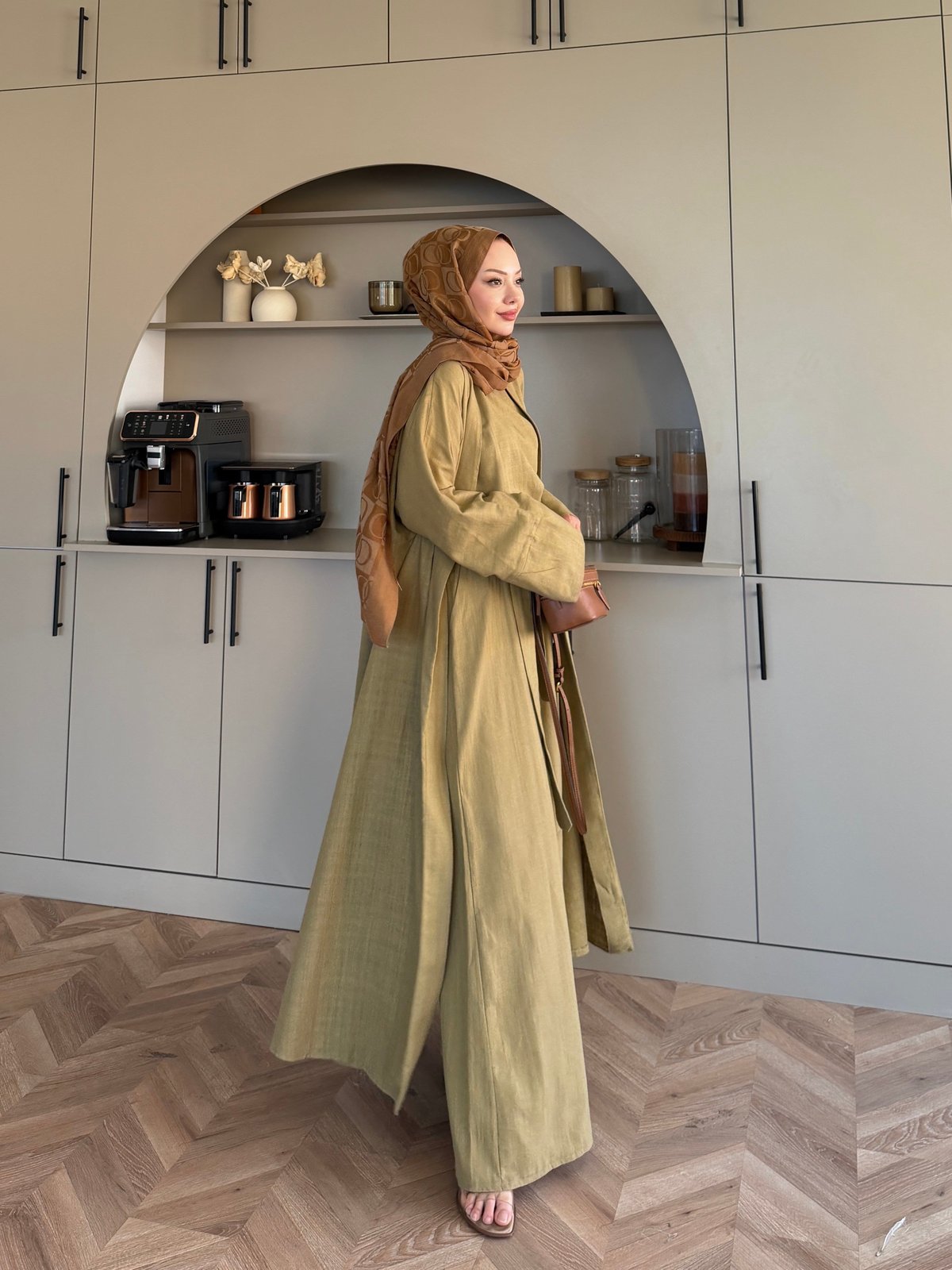 Odessa Pantolonlu Kimono Takım Yağ Yeşili (4518)