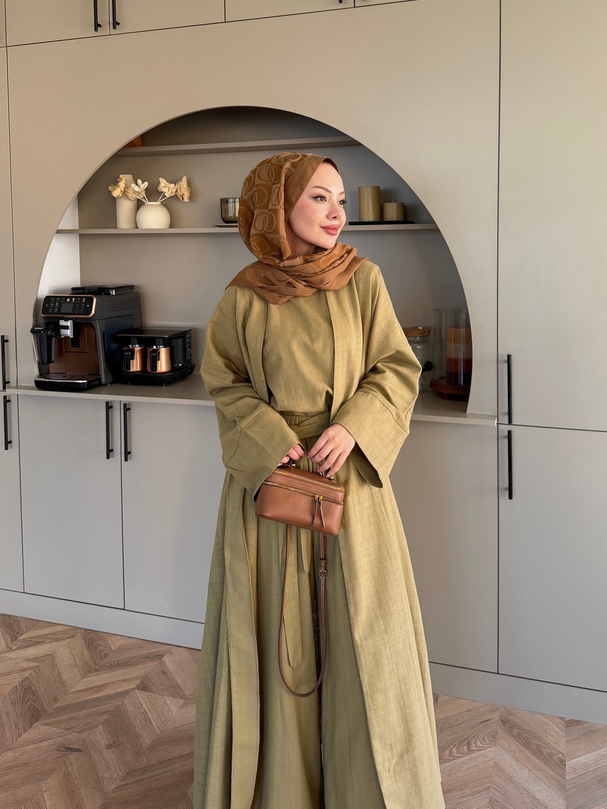 Odessa Pantolonlu Kimono Takım Yağ Yeşili (4518)
