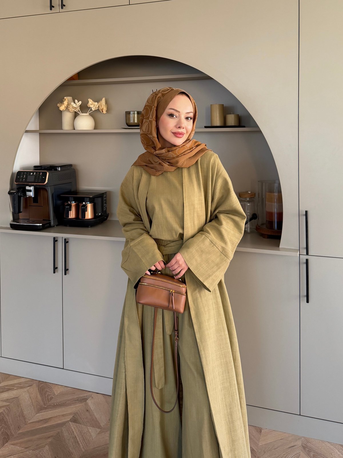 Odessa Pantolonlu Kimono Takım Yağ Yeşili (4518)
