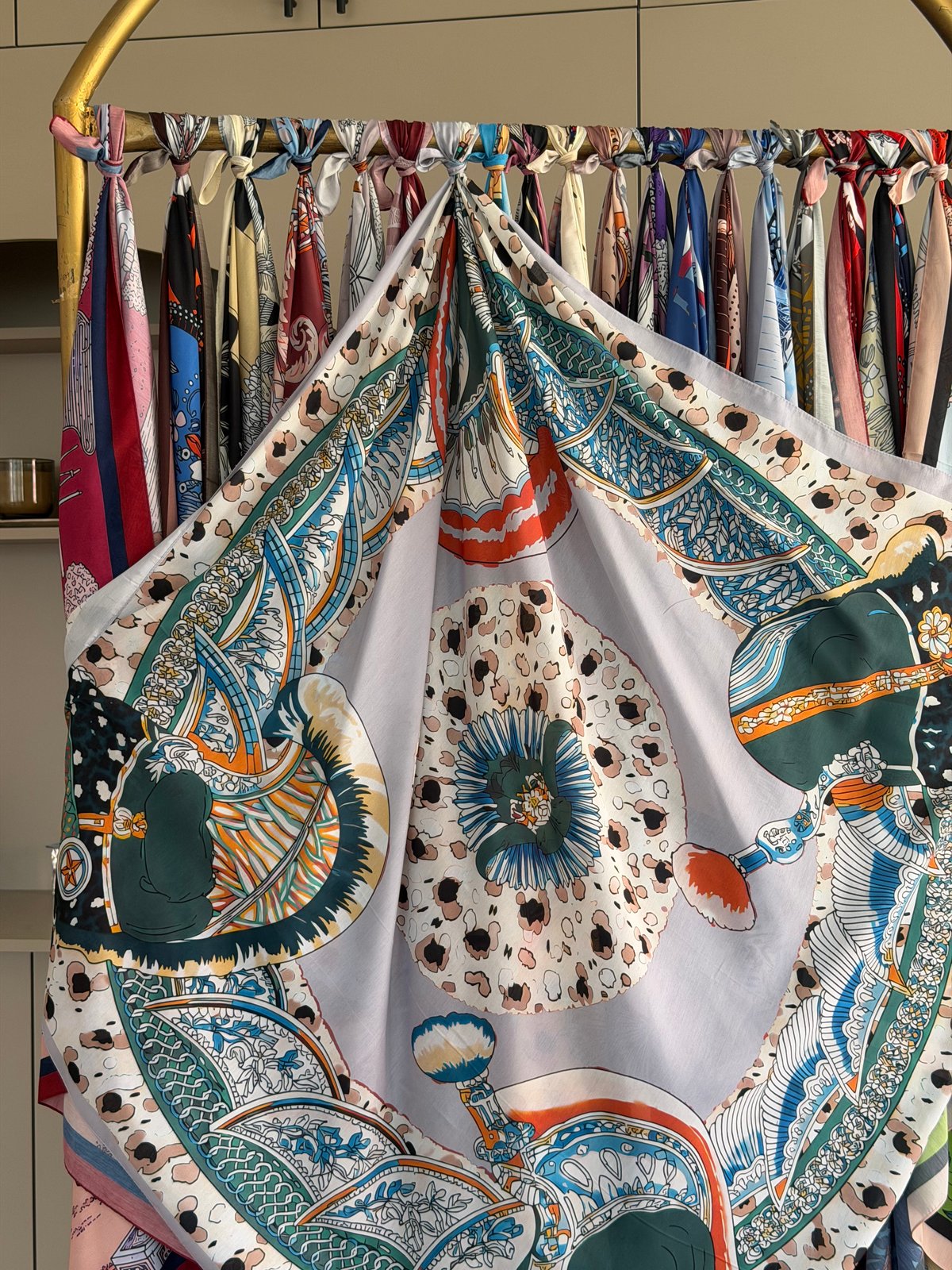 Omuz Şalı Yeşil/Bej (01)