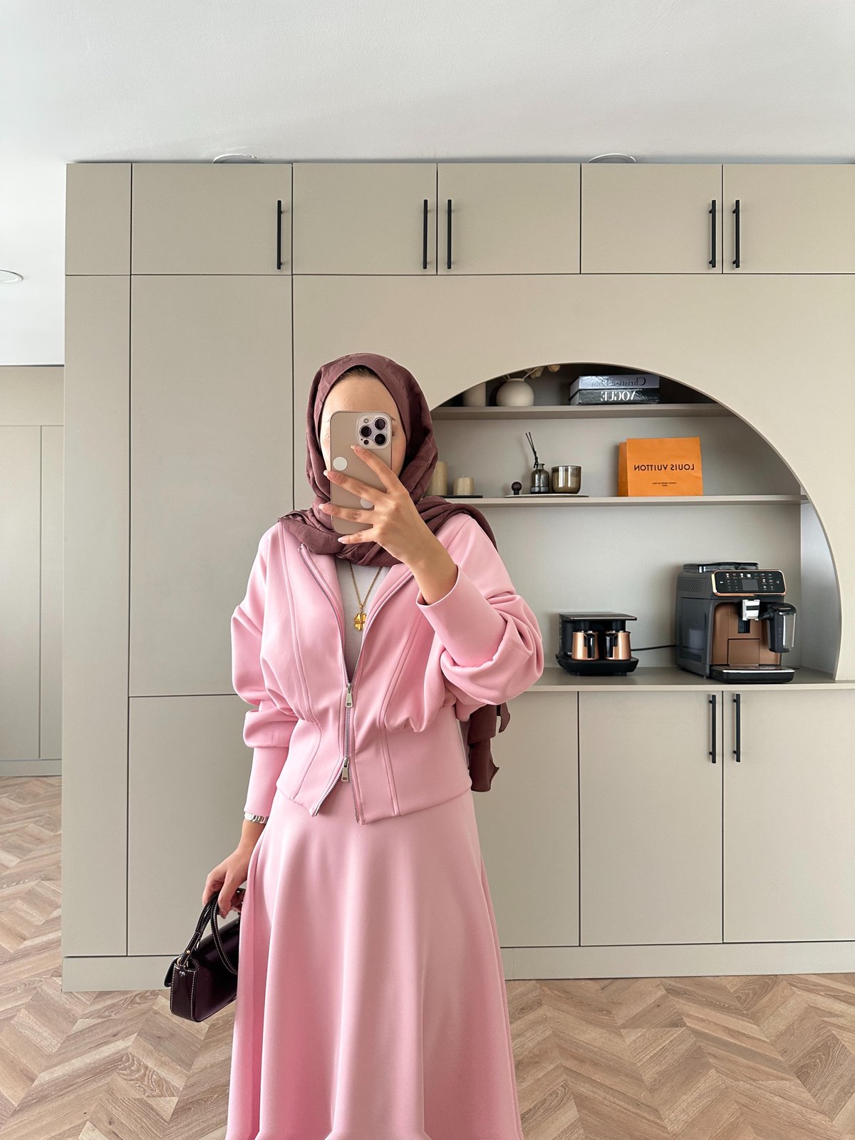 (ÖNSİPARİŞ) 10 İŞ GÜNÜ SONRA KARGOLANACAKTIR Fermuarlı Scuba Ceket Pembe