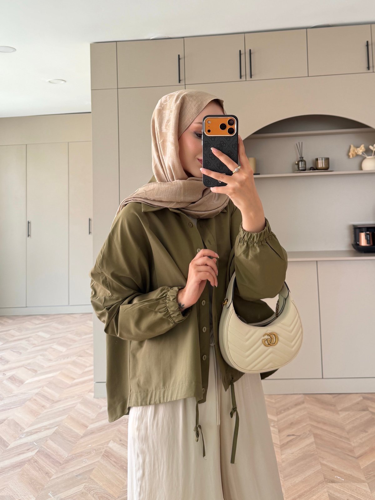 Oversize Büzgülü Gömlek Haki (4530)