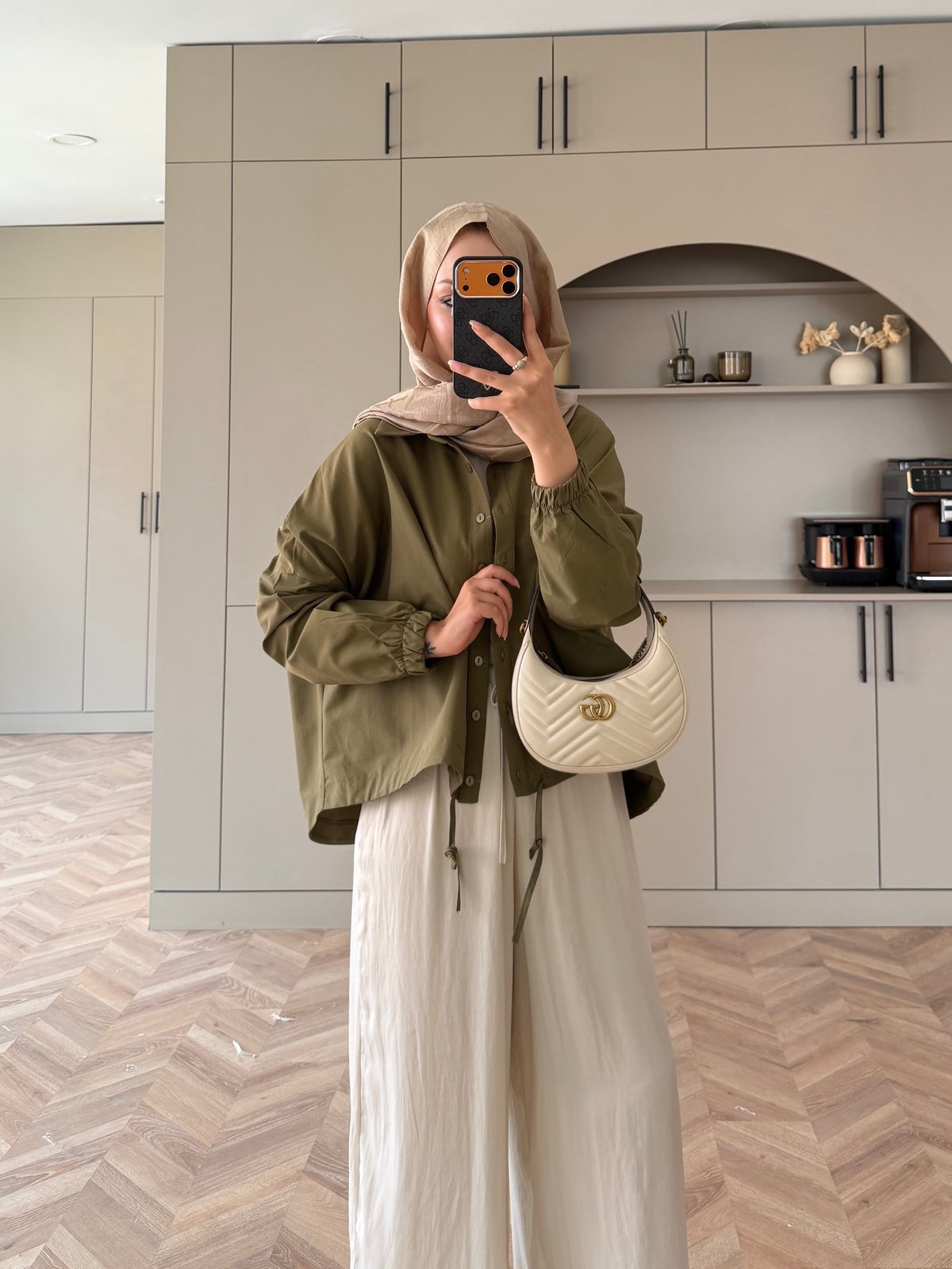 Oversize Büzgülü Gömlek Haki (4530)