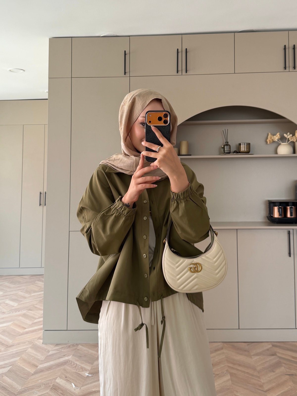 Oversize Büzgülü Gömlek Haki (4530)