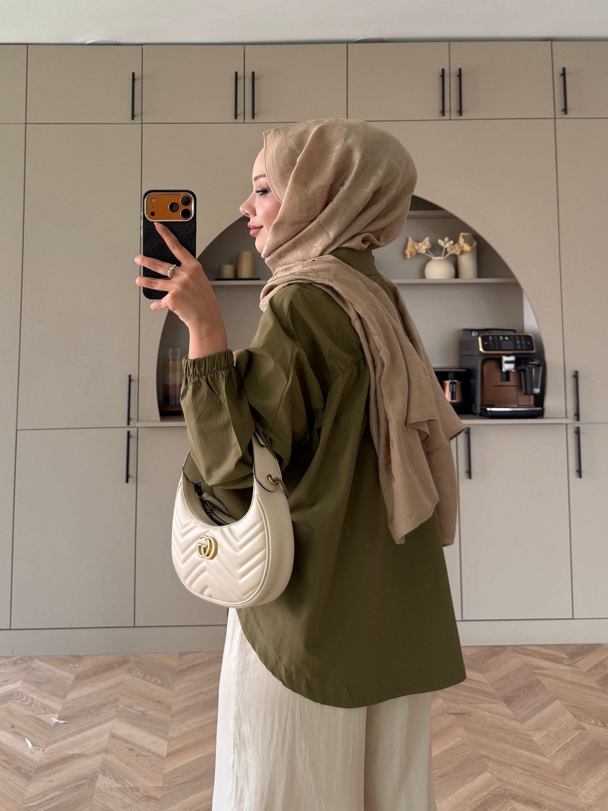Oversize Büzgülü Gömlek Haki (4530)