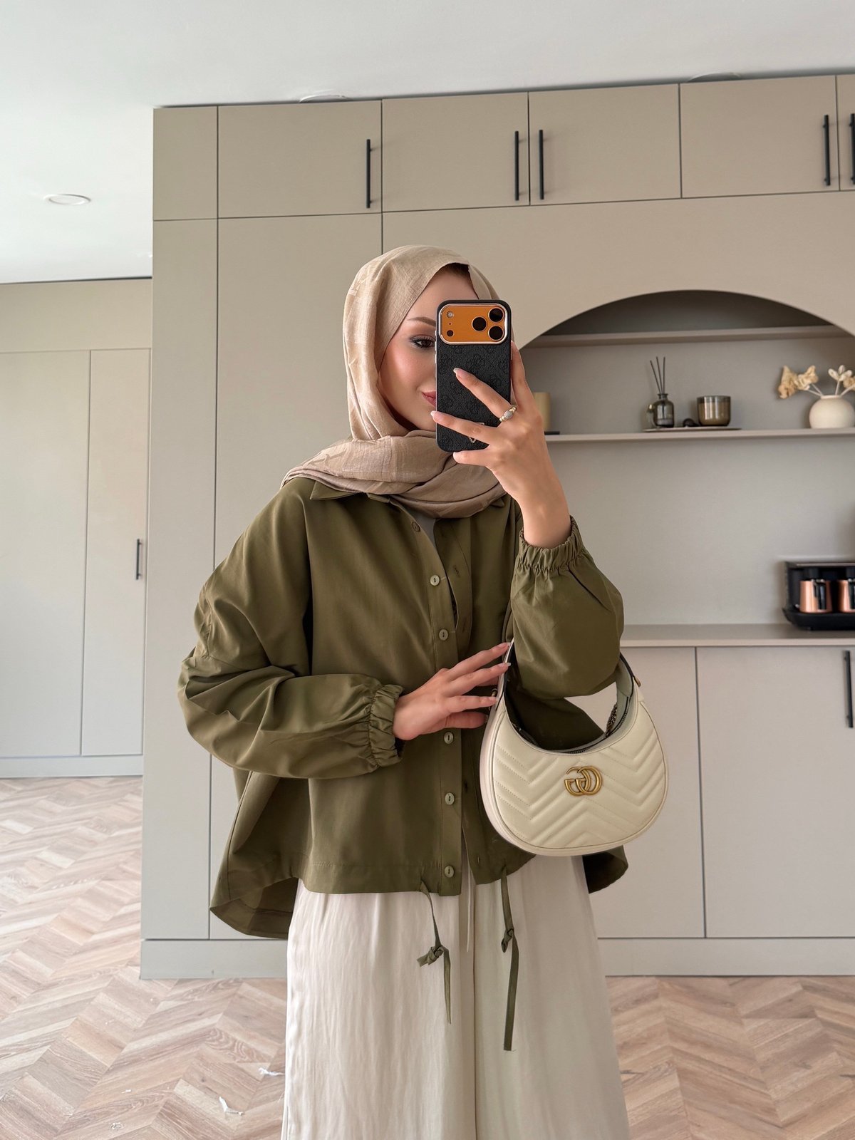 Oversize Büzgülü Gömlek Haki (4530)