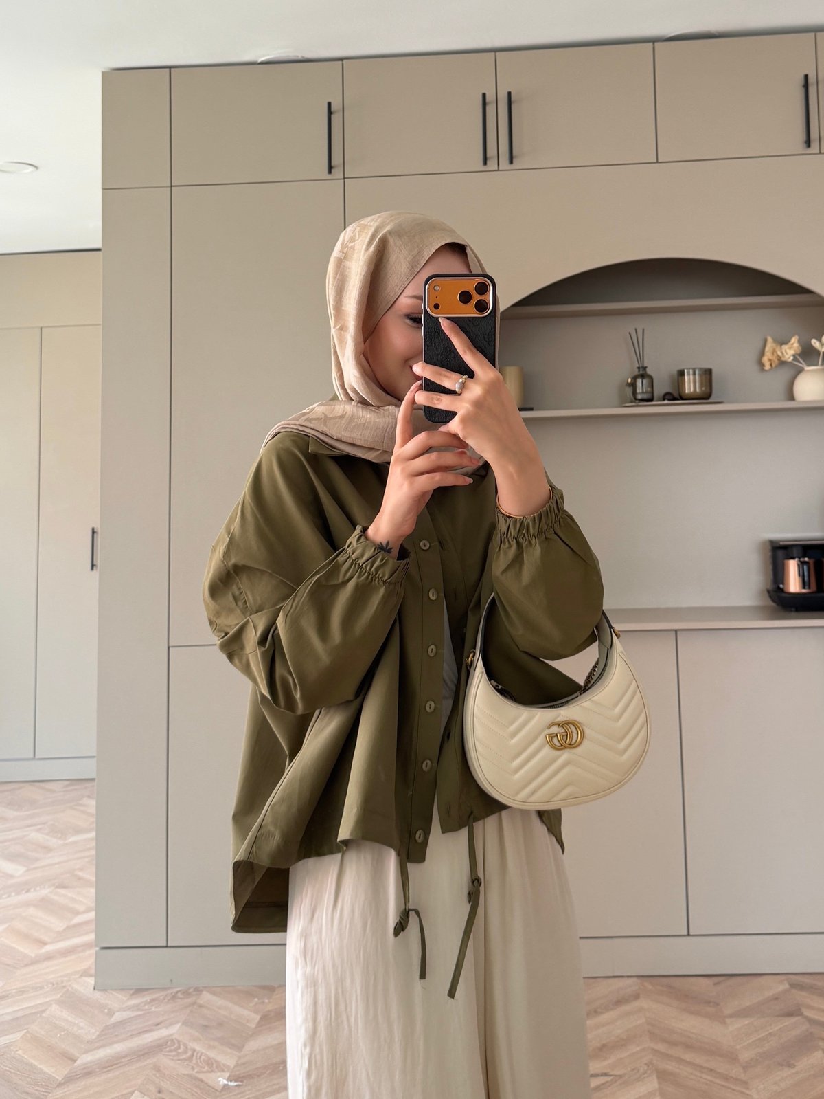 Oversize Büzgülü Gömlek Haki (4530)