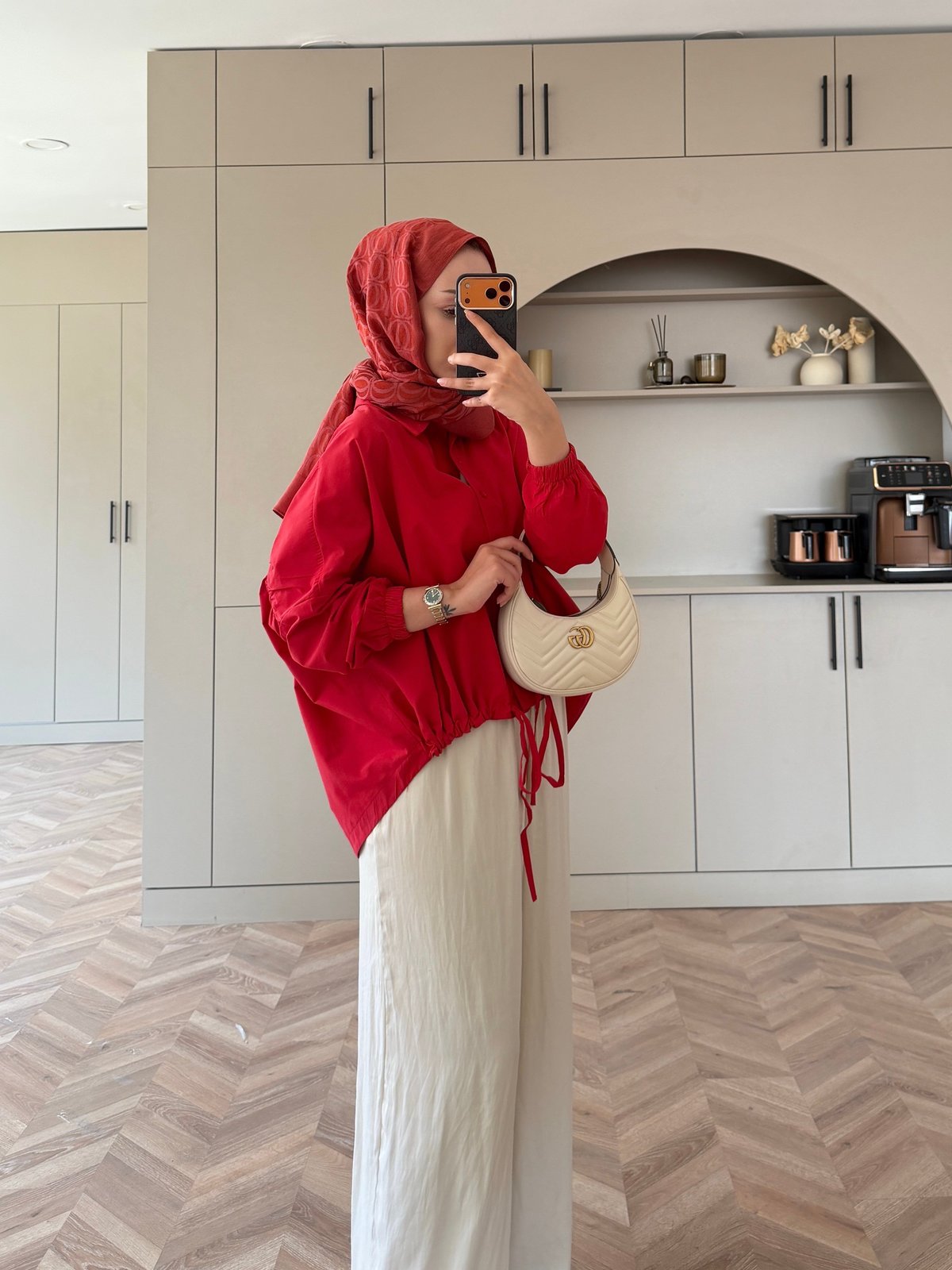 Mireya Bağlama Detaylı Gömlek Kırmızı (4530)