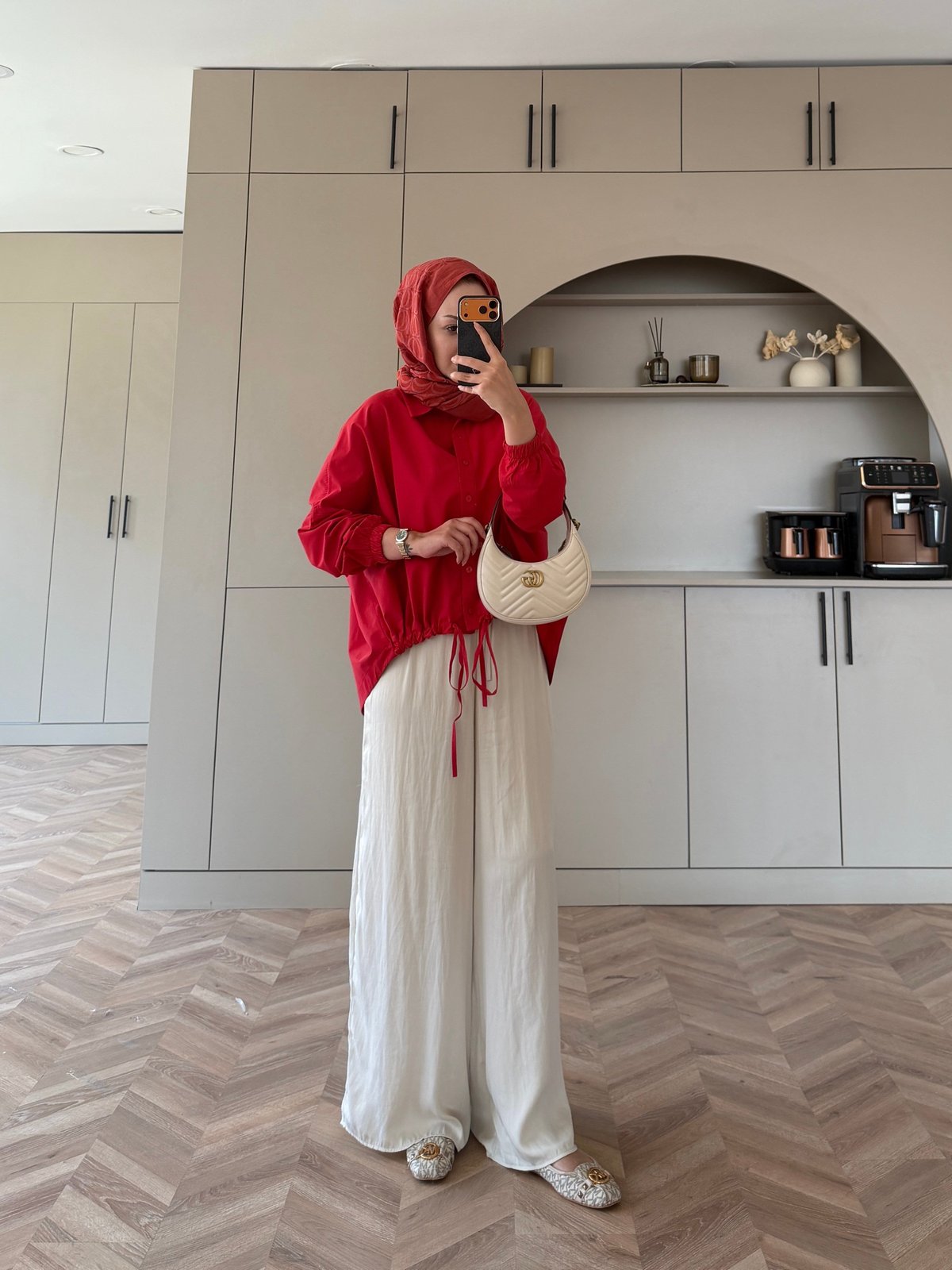 Mireya Bağlama Detaylı Gömlek Kırmızı (4530)
