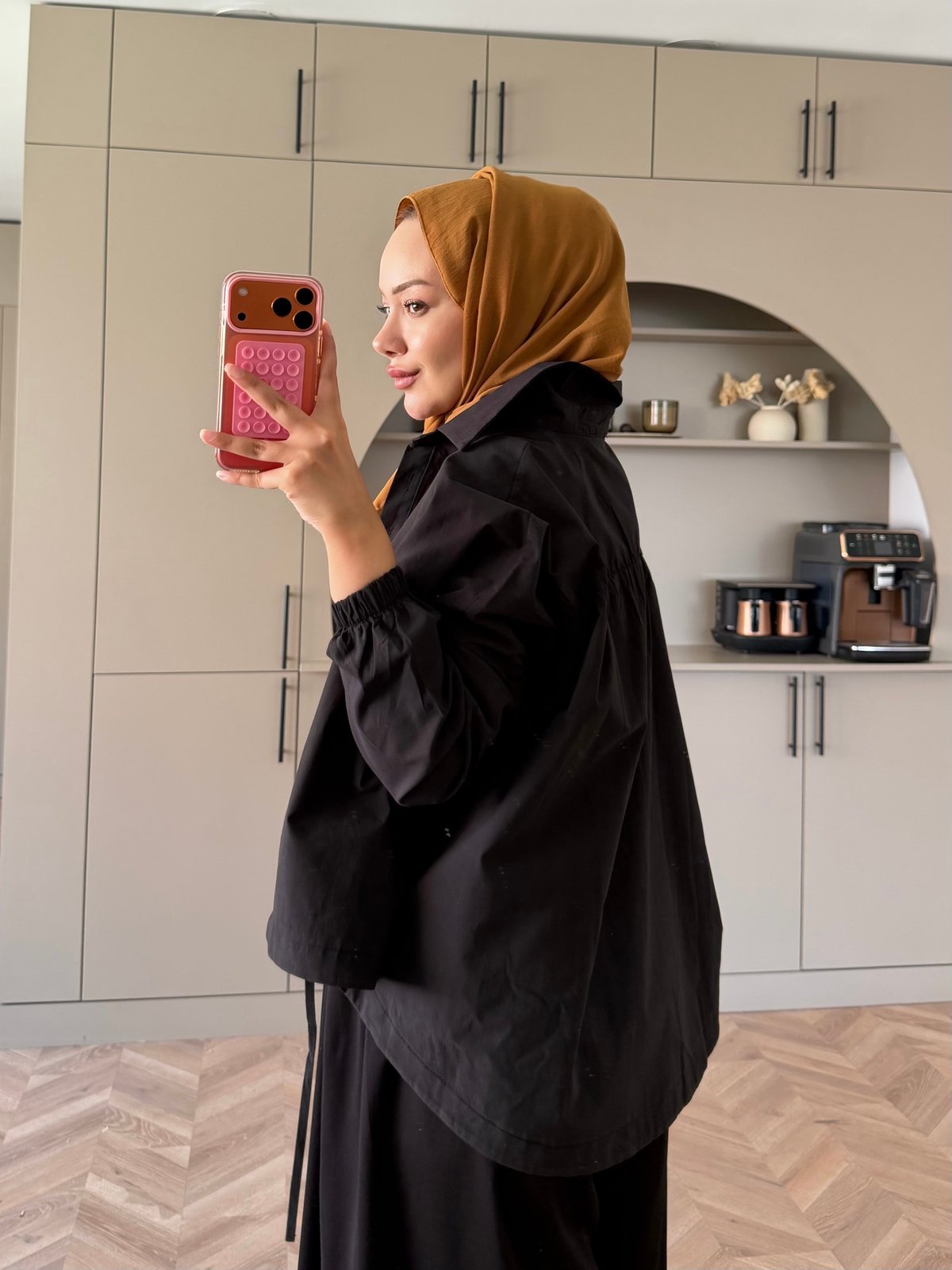 Oversize Büzgülü Gömlek Siyah (4530)