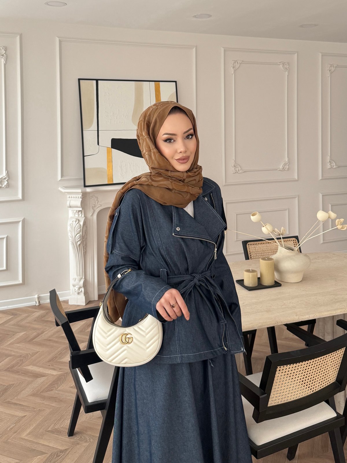 Paloma Fermuarlı Kot Etekli Takım Lacivert (2319)