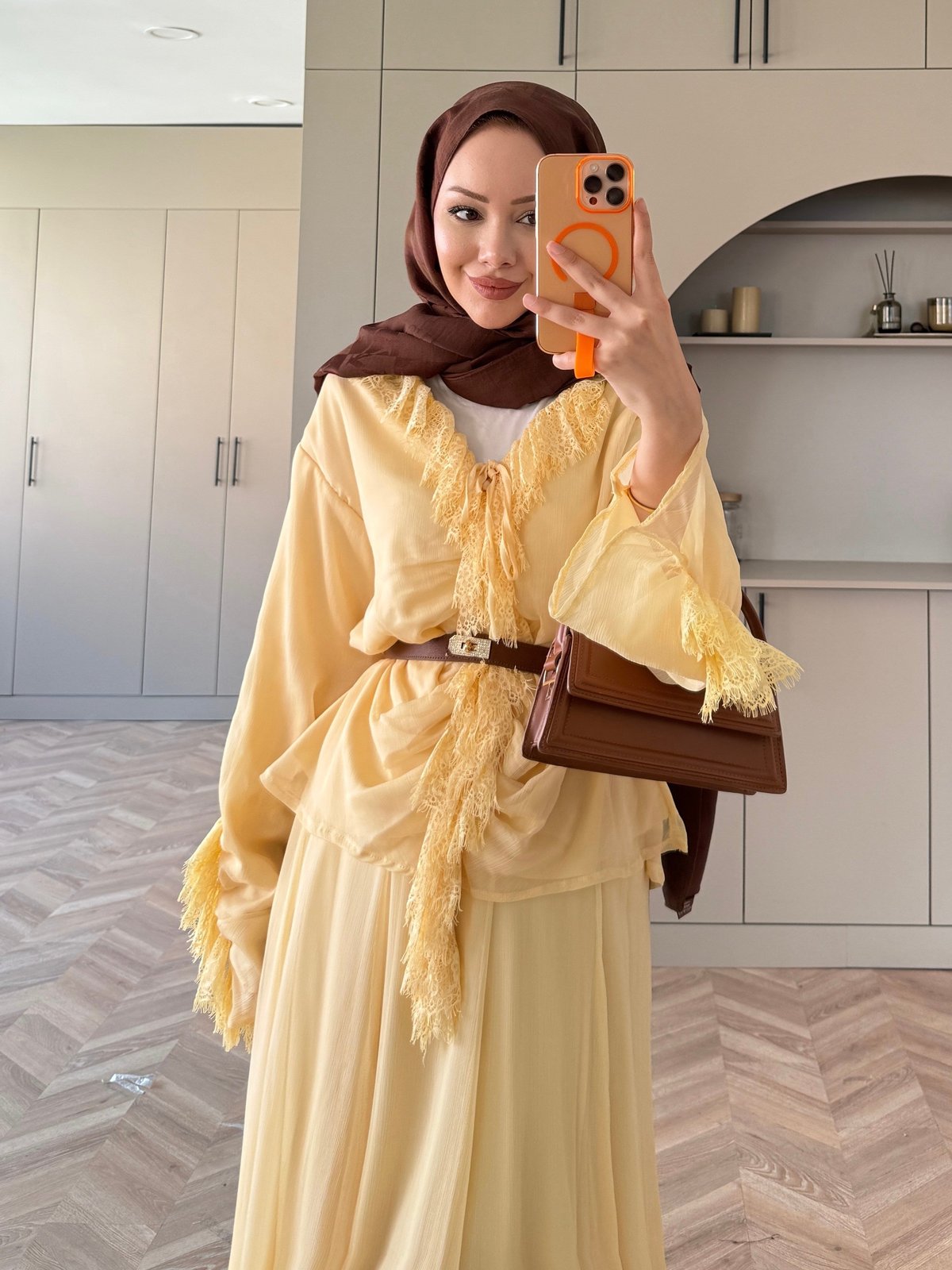 Penola Dantel Detaylı Etekli Takım ButterYellow (5796)