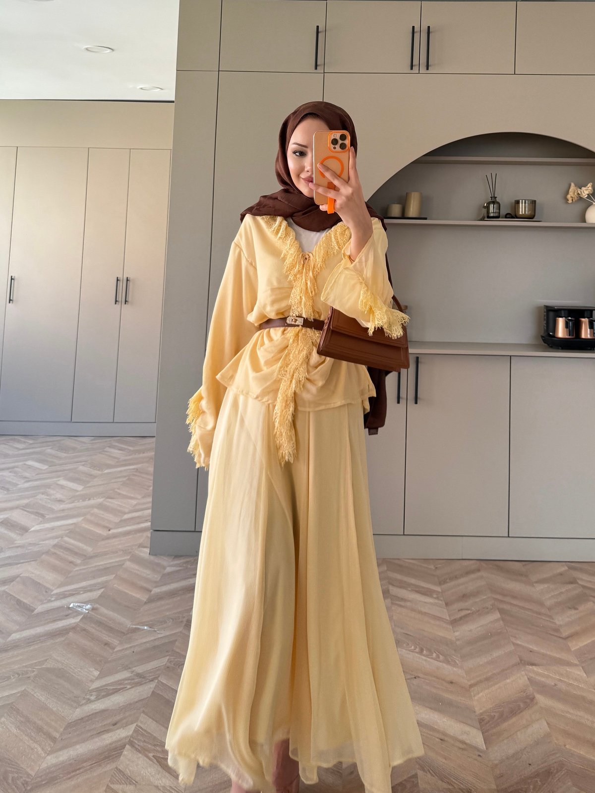 Penola Dantel Detaylı Etekli Takım ButterYellow (5796)