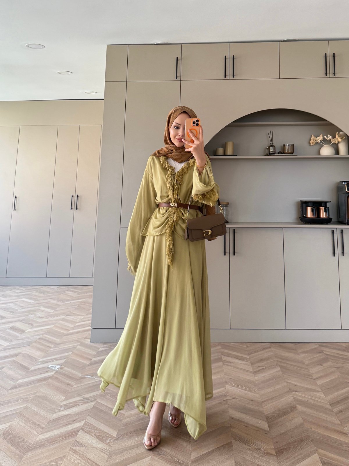 Penola Dantel Detaylı Etekli Takım Haki (5796)