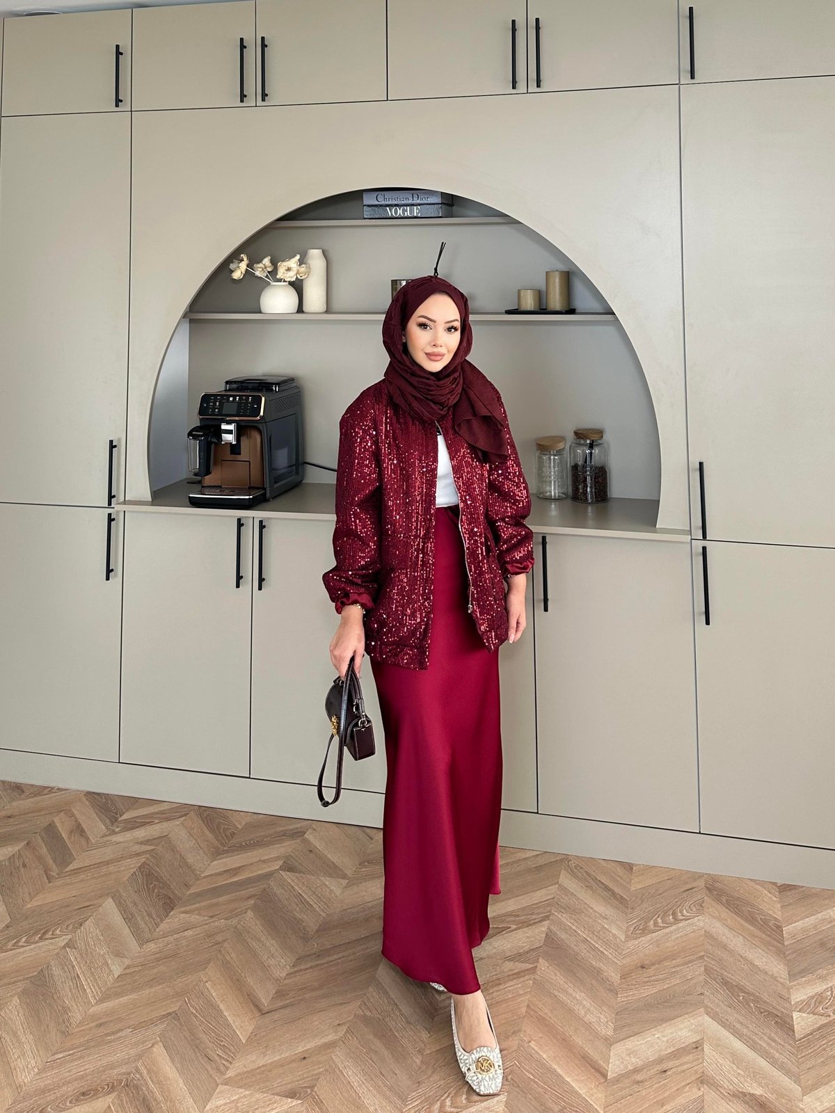 Pullu Bomber Ceket Bordo