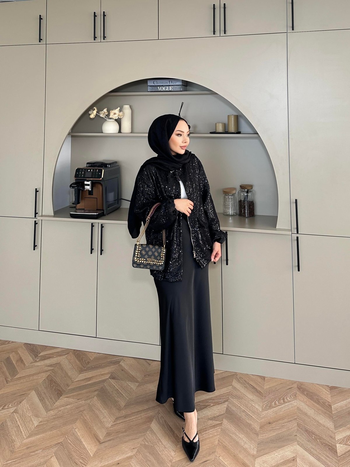 Pullu Bomber Ceket Siyah