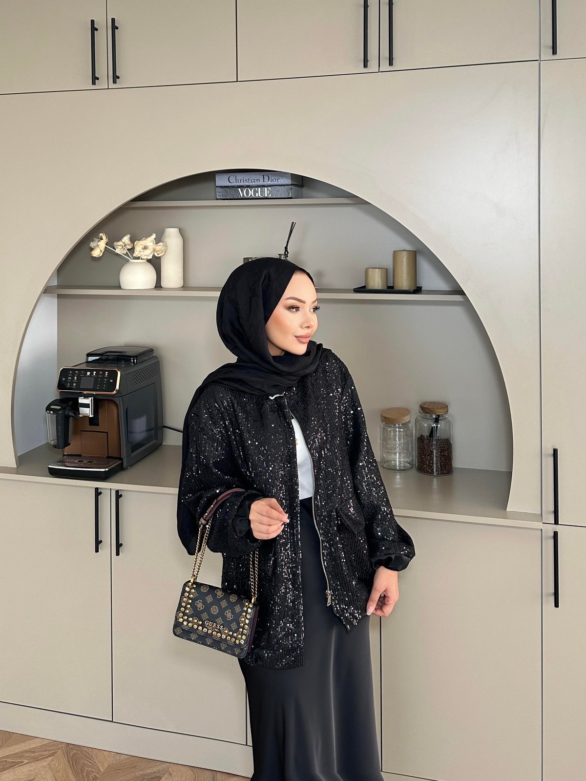 Pullu Bomber Ceket Siyah