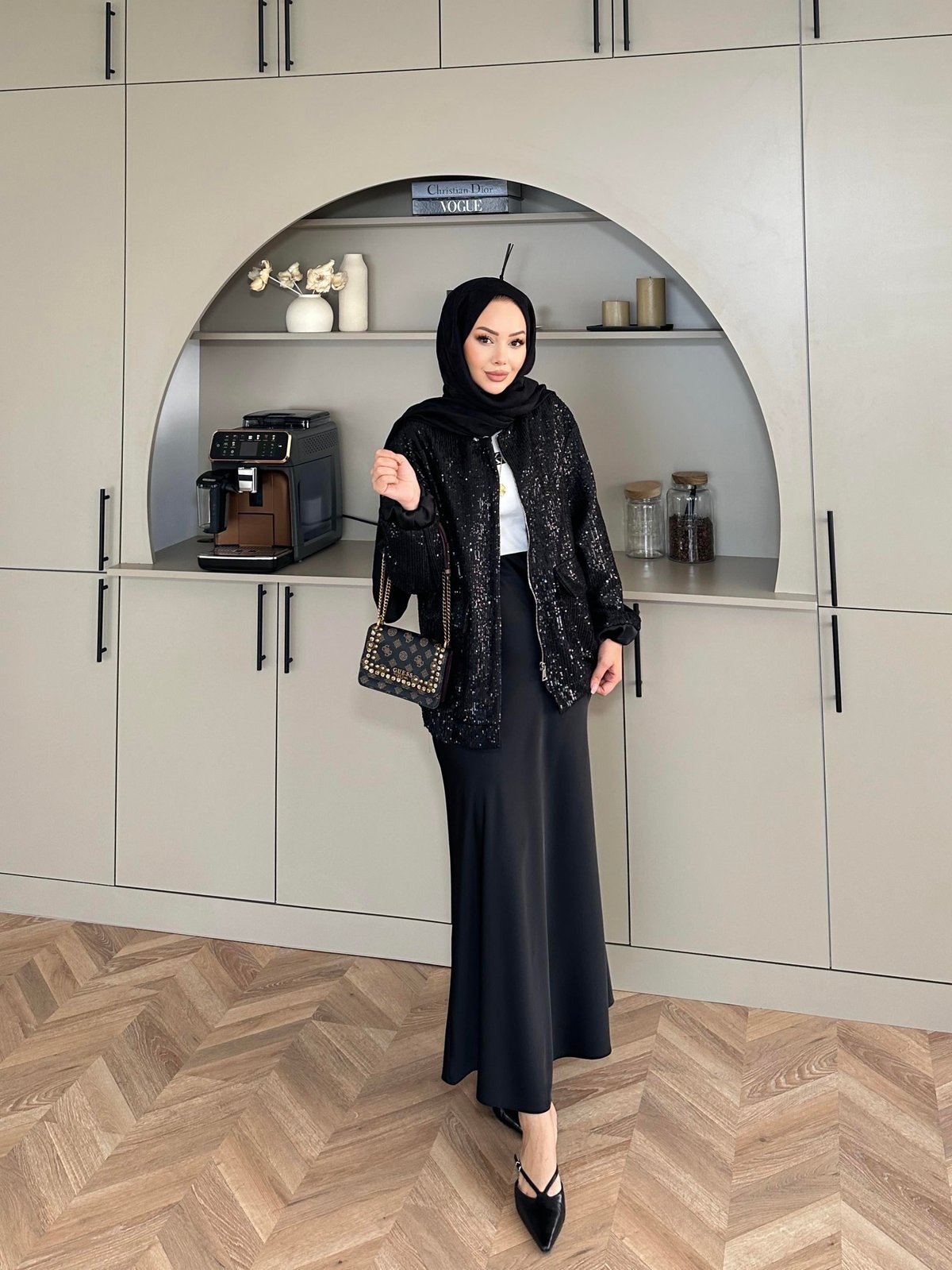 Pullu Bomber Ceket Siyah