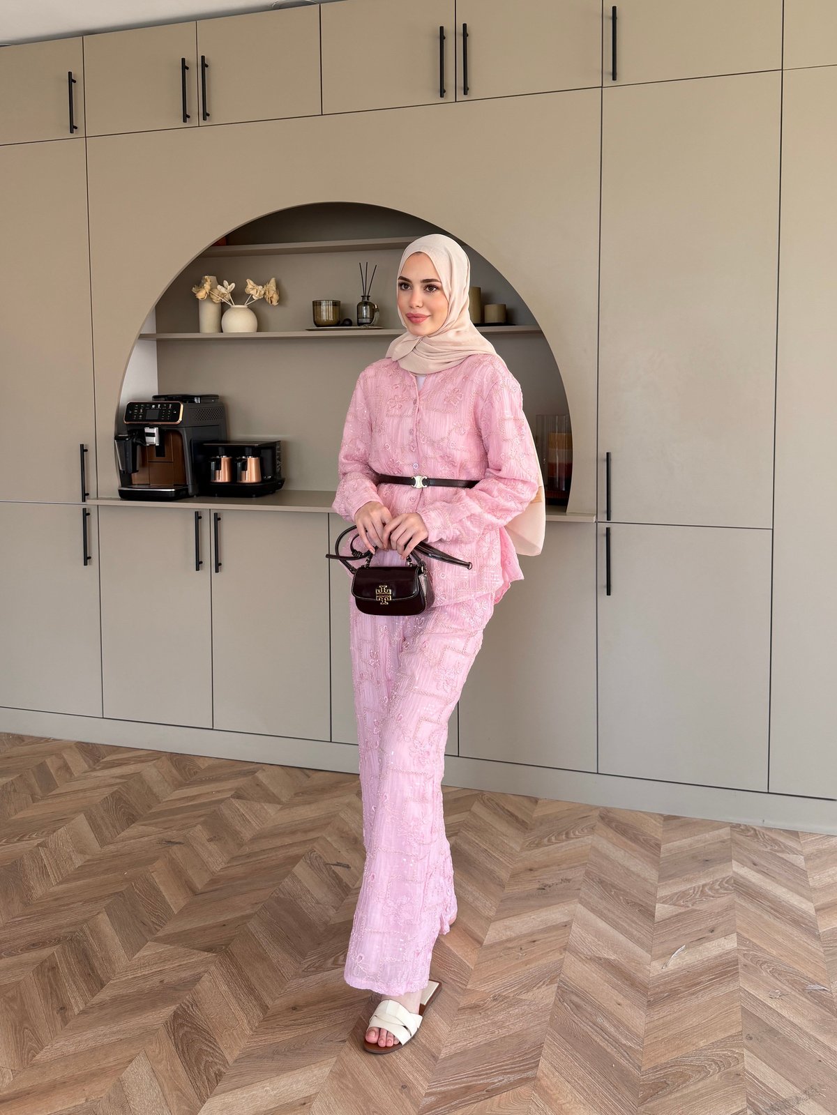Râha İthal Pantolonlu Takım Pembe (5820)