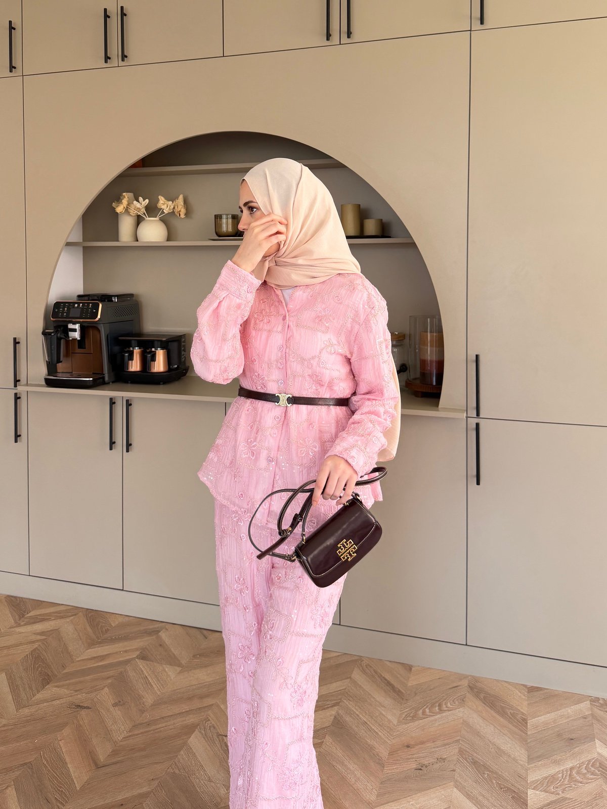 Râha İthal Pantolonlu Takım Pembe (5820)