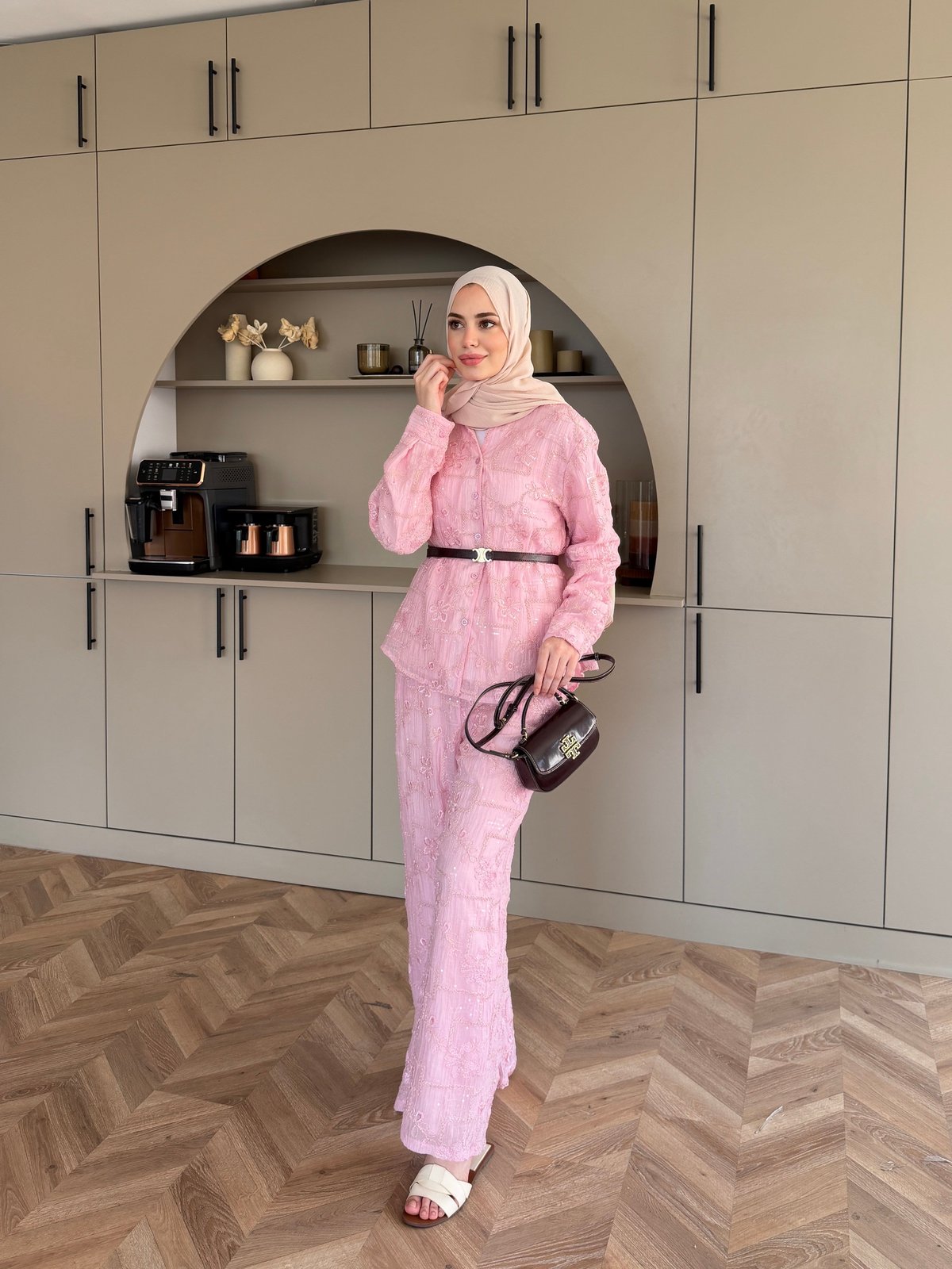Râha İthal Pantolonlu Takım Pembe (5820)