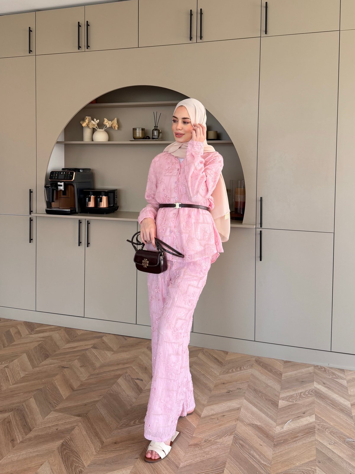 Râha İthal Pantolonlu Takım Pembe (5820)