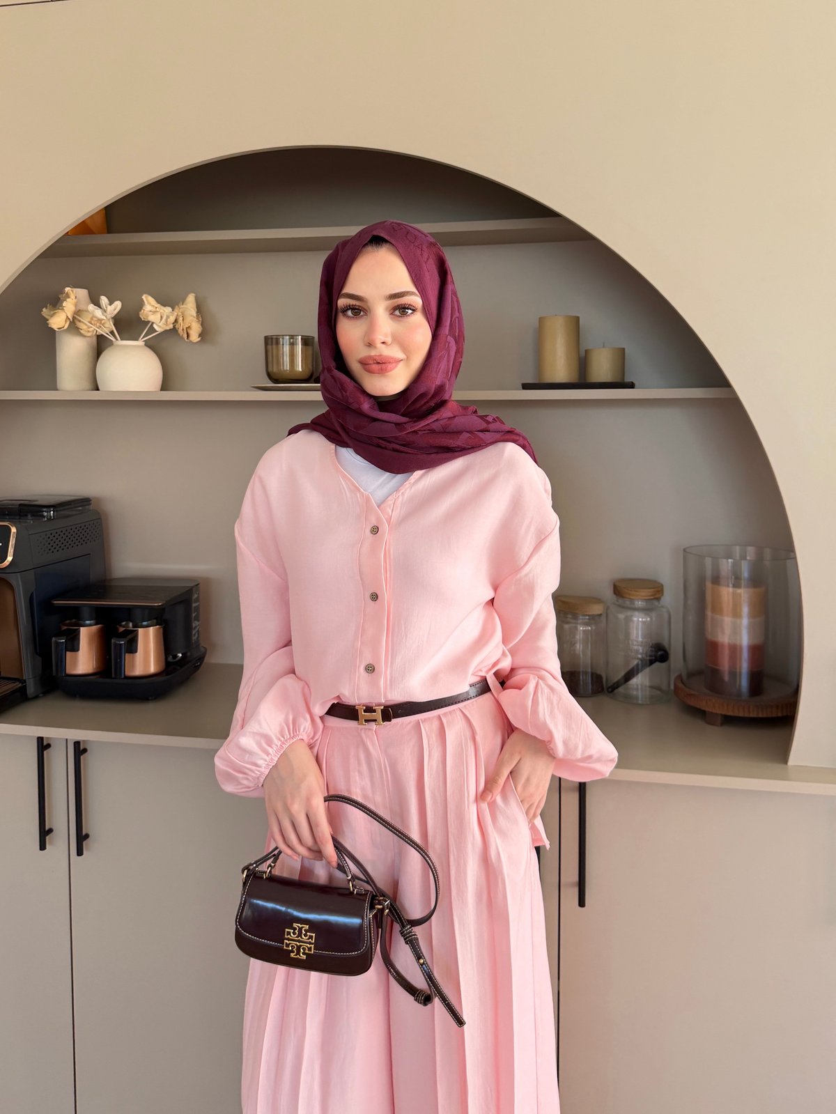 Ranua Düğme Detaylı Pantolonlu Takım Pembe (5815)