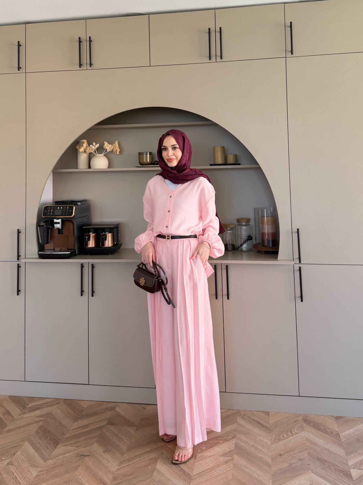 Ranua Düğme Detaylı Pantolonlu Takım Pembe (5815)