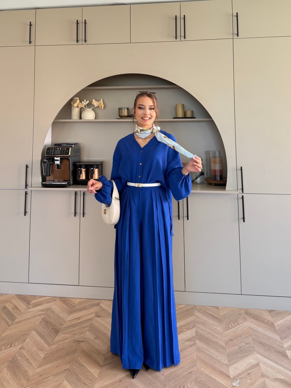 Ranua Düğme Detaylı Pantolonlu Takım Saks (5815)