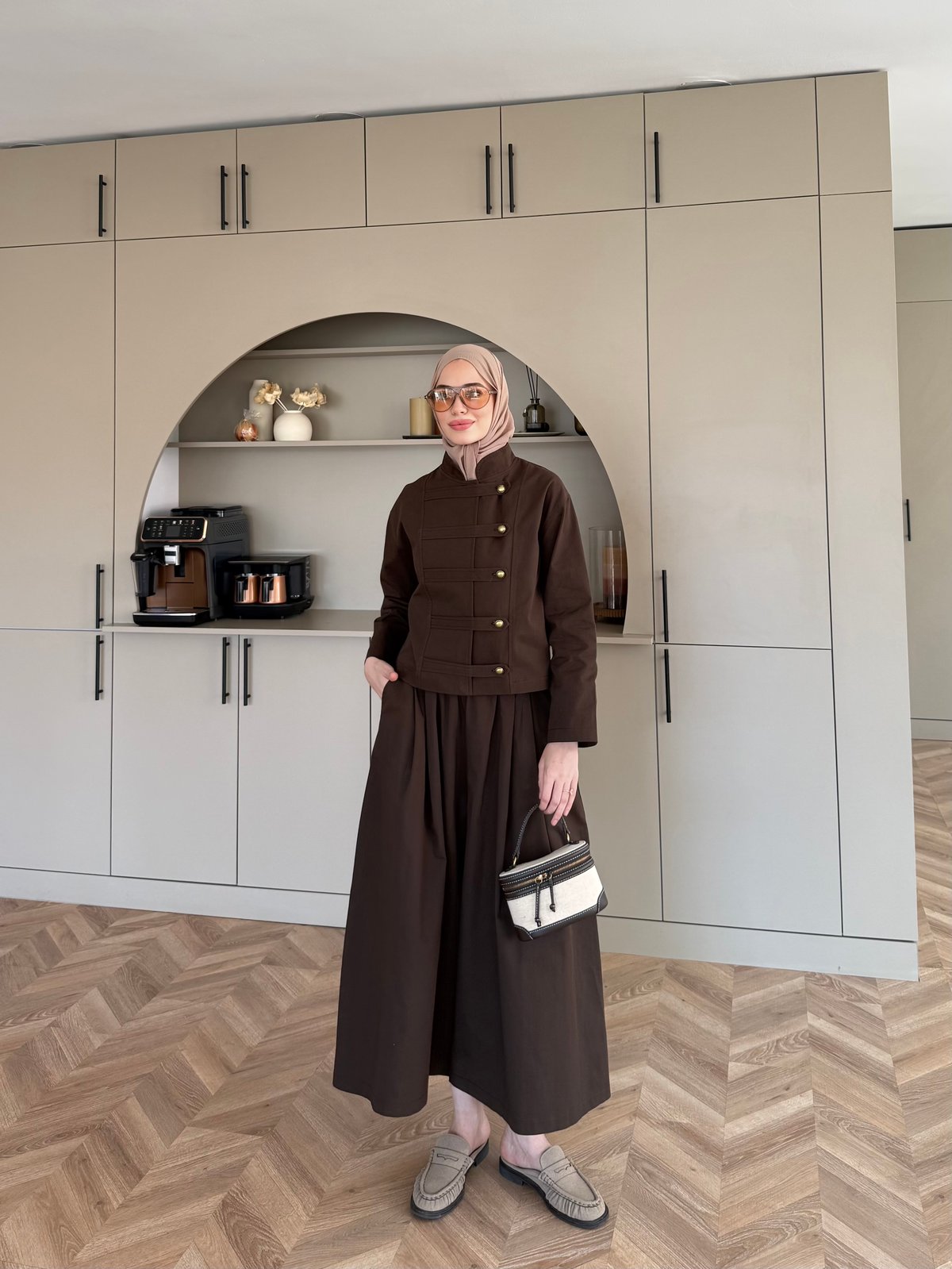 Rebel Napolyon Detaylı Pantolonlu Takım Acı Kahve (0061)