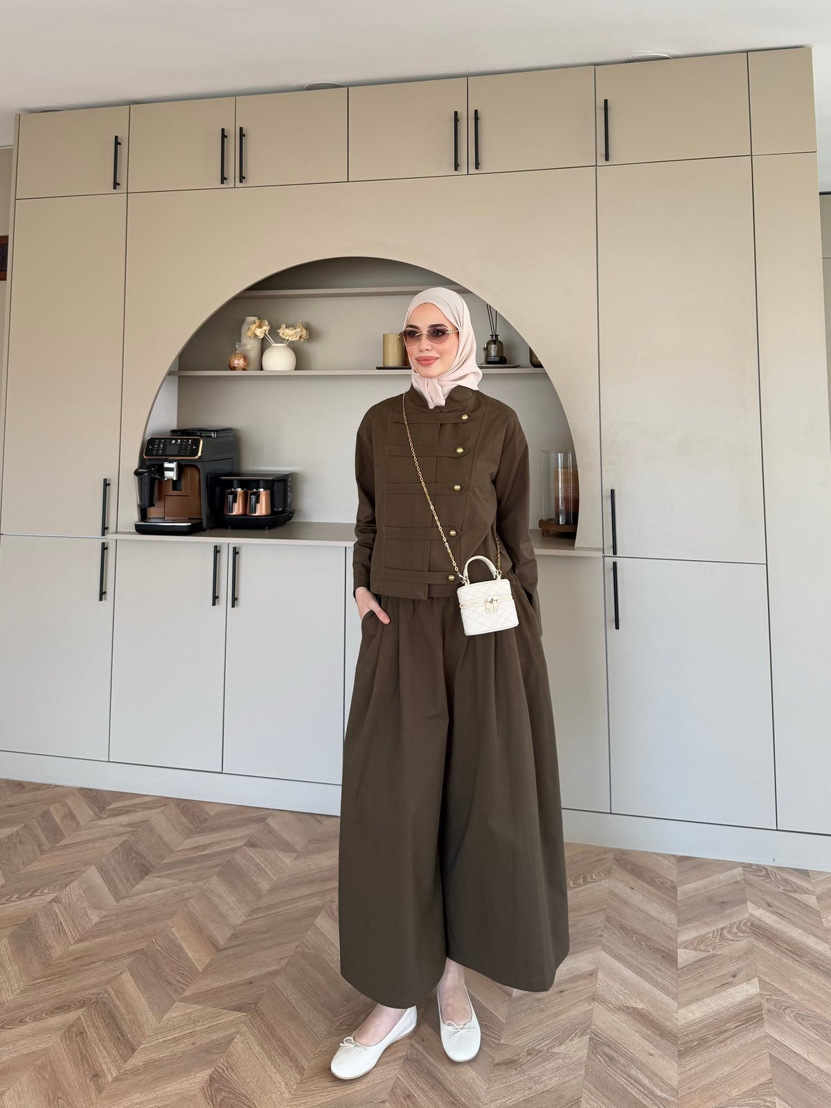 Rebel Napolyon Detaylı Pantolonlu Takım Açık Kahve (0061)