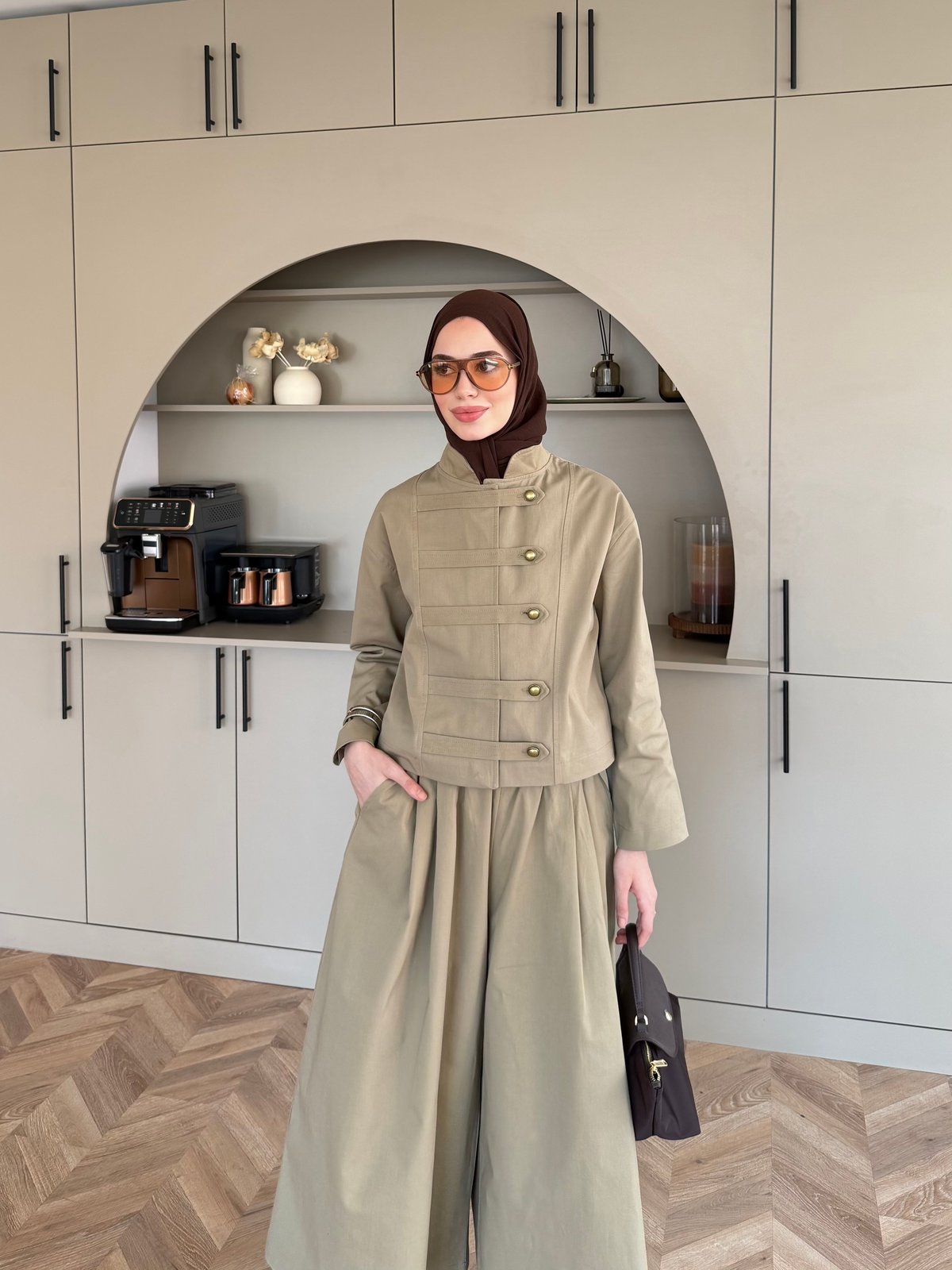 Rebel Napolyon Detaylı Pantolonlu Takım Vizon (0061)