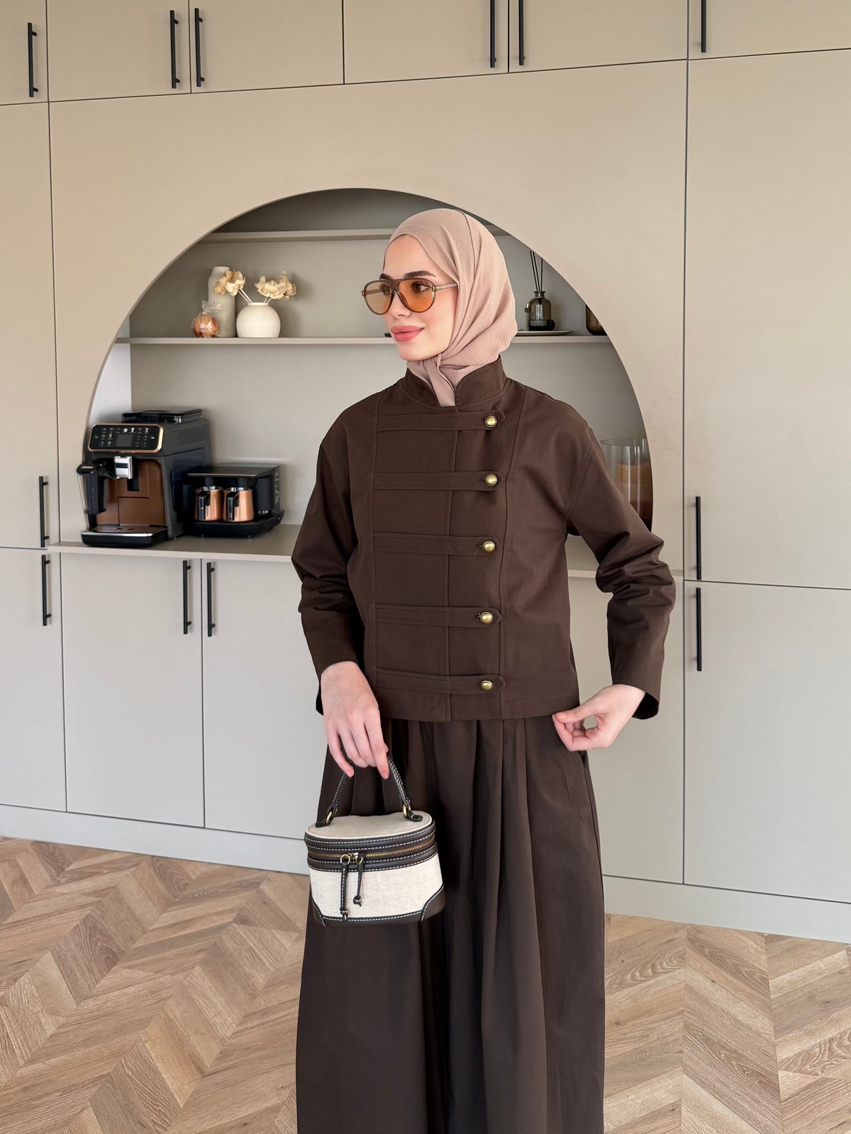 Rebel Napolyon Detaylı Pantolonlu Takım Acı Kahve (0061)