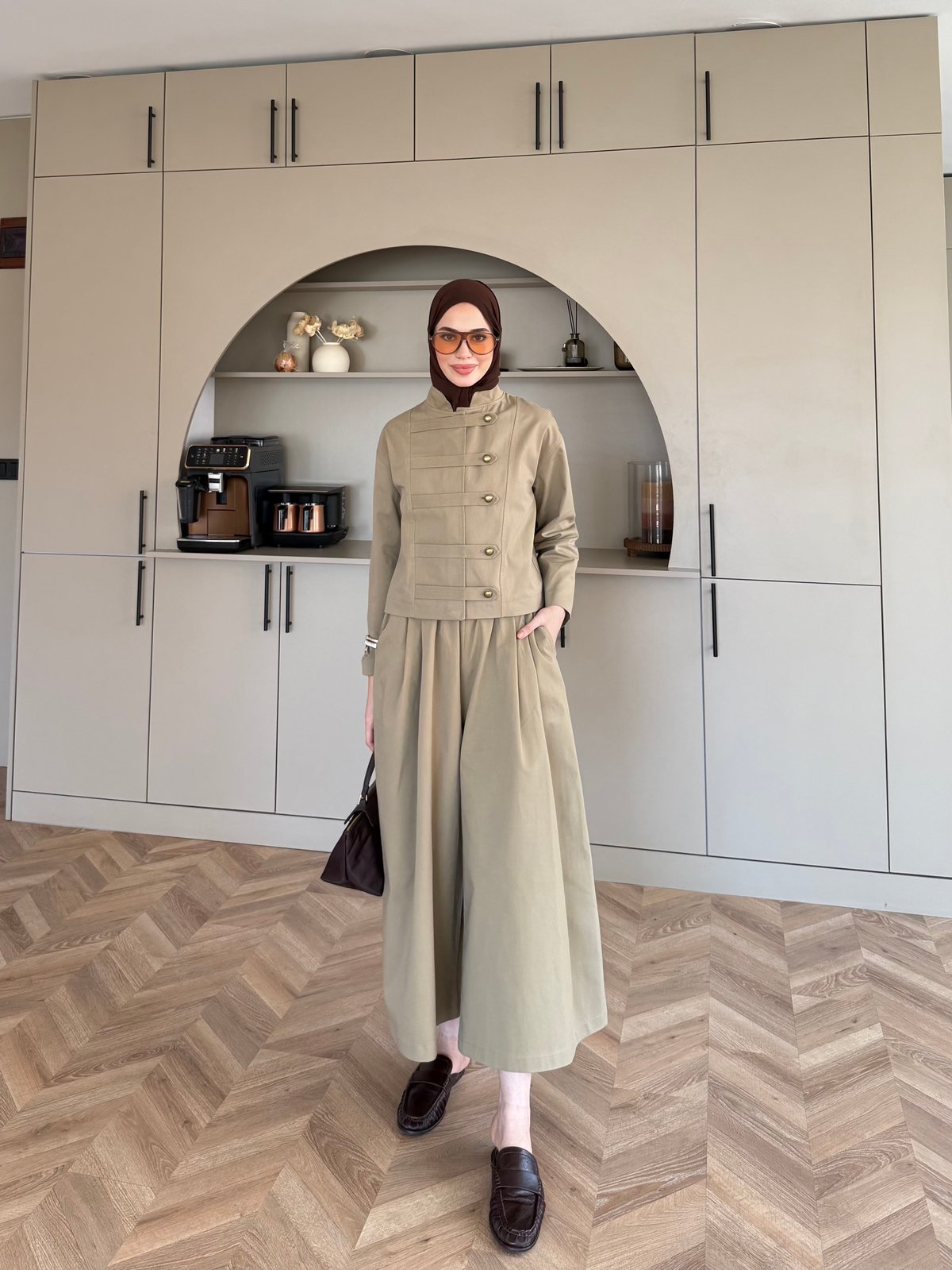 Rebel Napolyon Detaylı Pantolonlu Takım Vizon (0061)