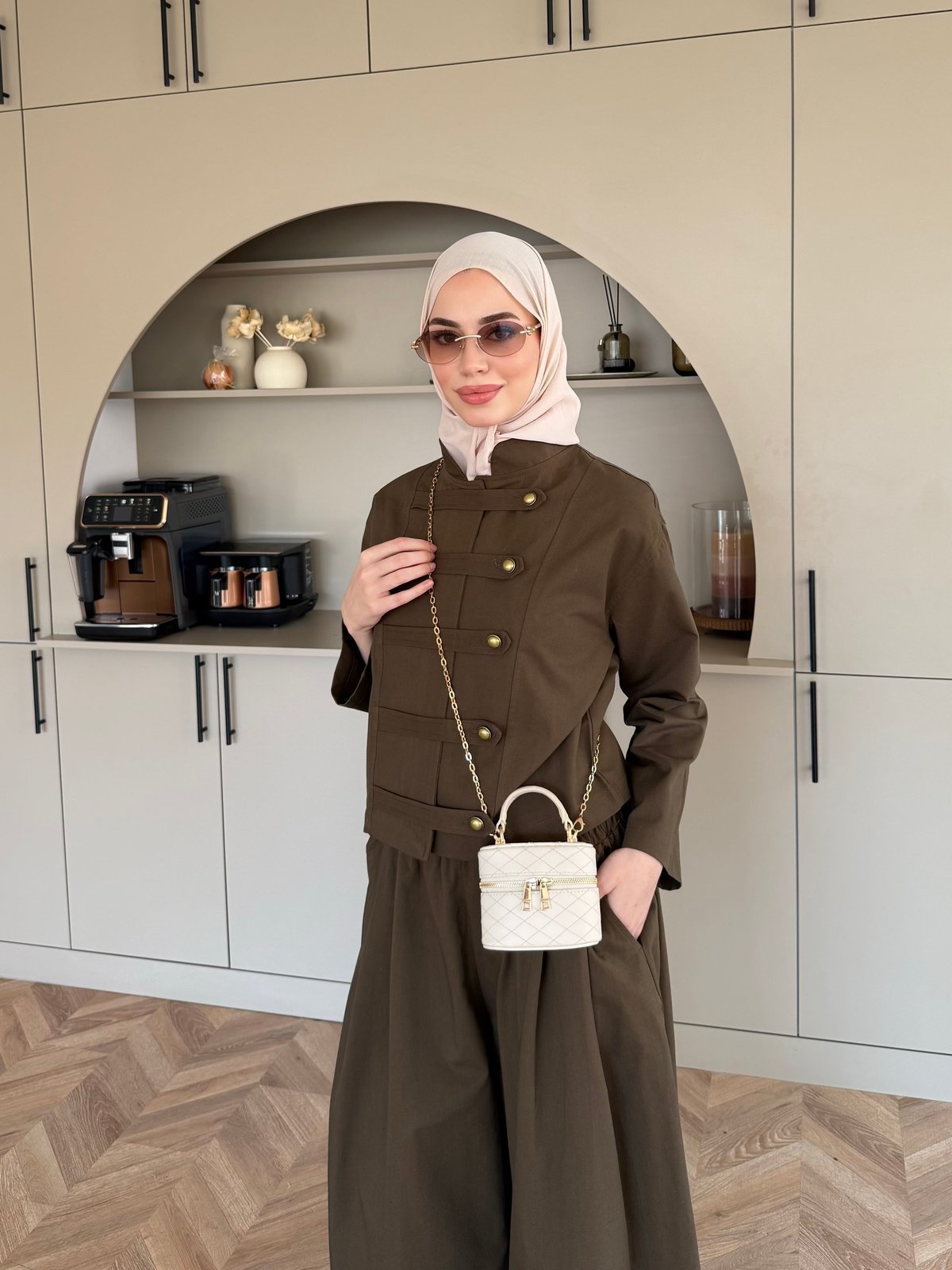 Rebel Napolyon Detaylı Pantolonlu Takım Açık Kahve (0061)