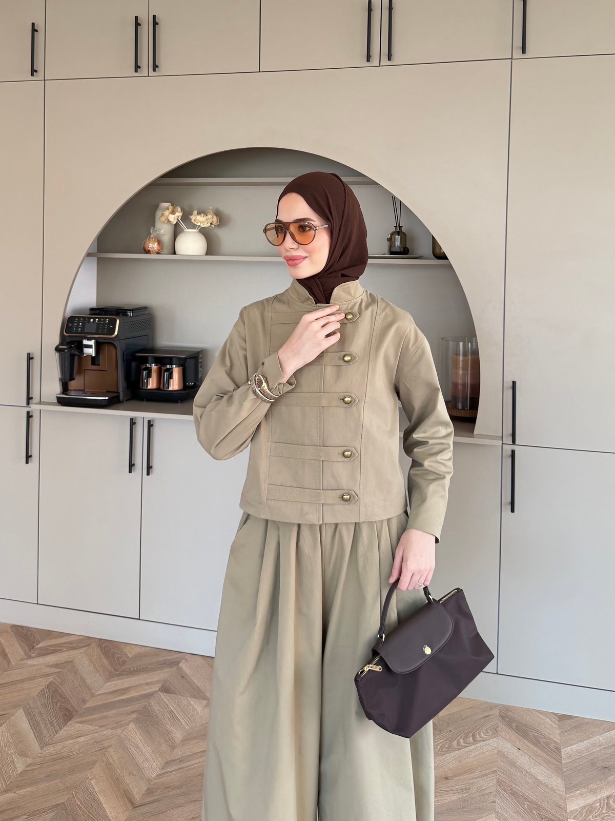 Rebel Napolyon Detaylı Pantolonlu Takım Vizon (0061)