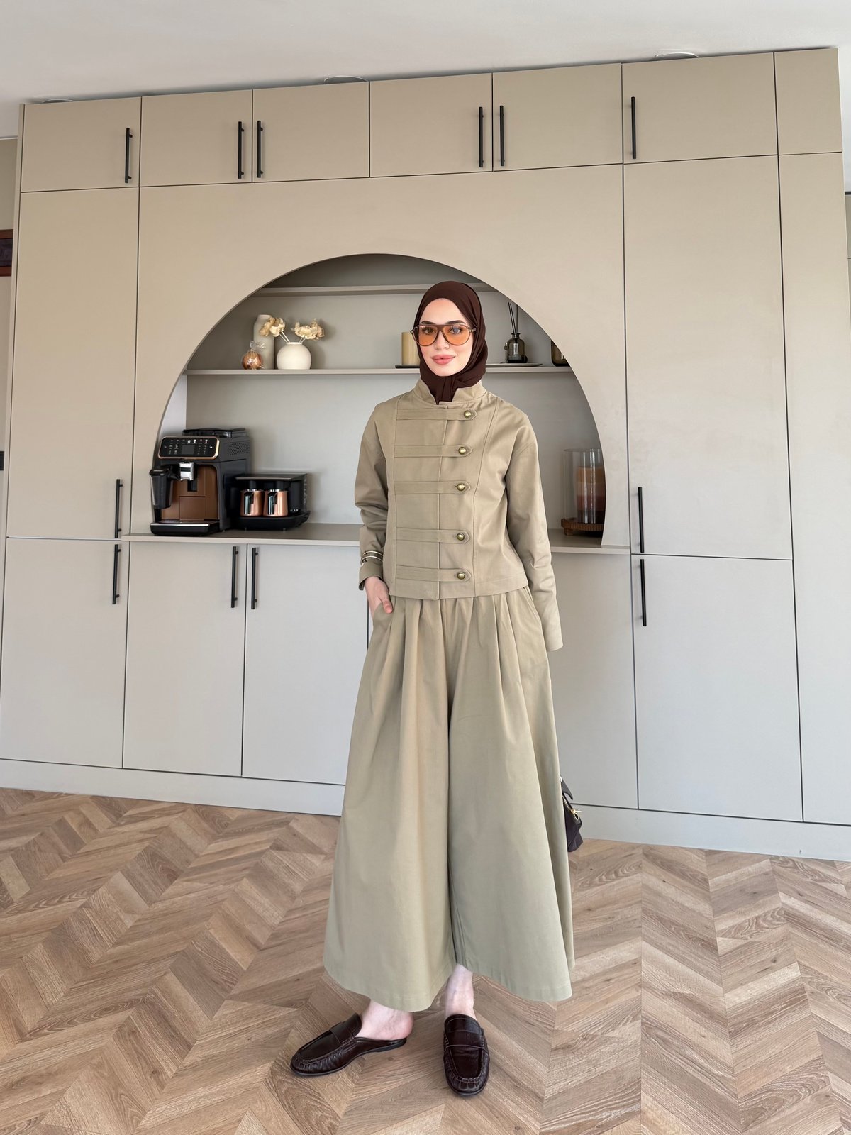 Rebel Napolyon Detaylı Pantolonlu Takım Vizon (0061)