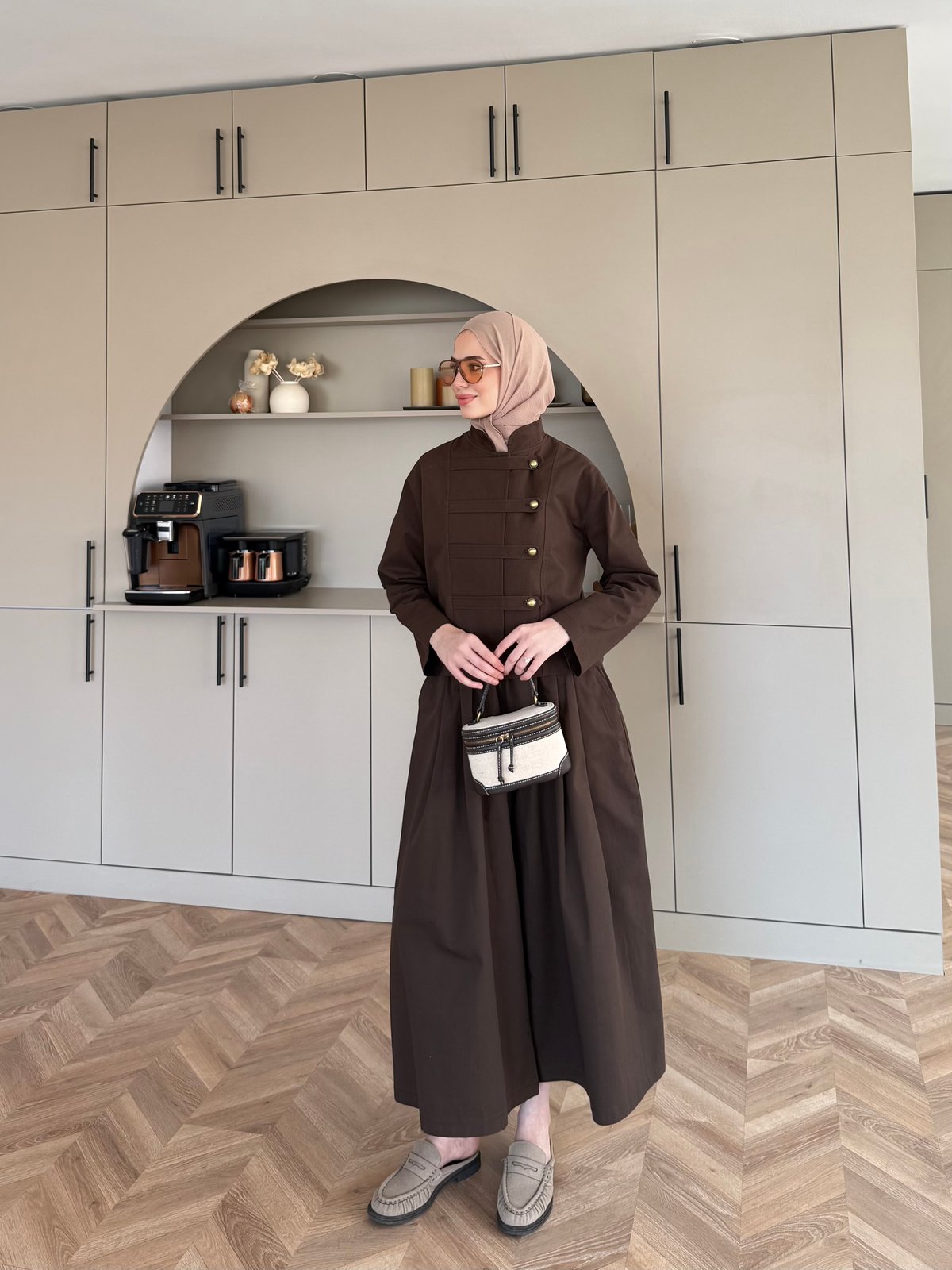 Rebel Napolyon Detaylı Pantolonlu Takım Acı Kahve (0061)