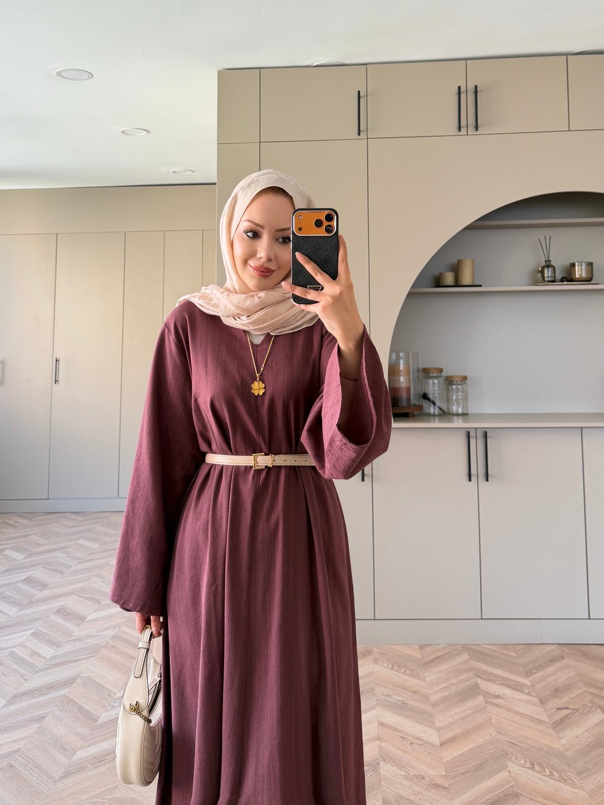 Rima Keten Elbise Bordo (4527)