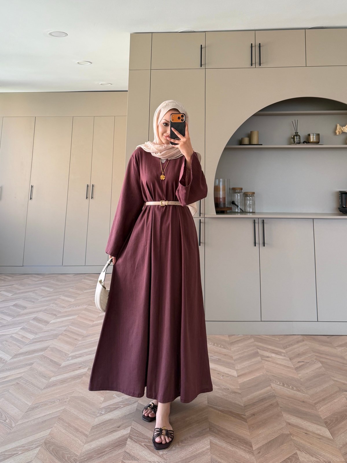 Rima Keten Elbise Bordo (4527)