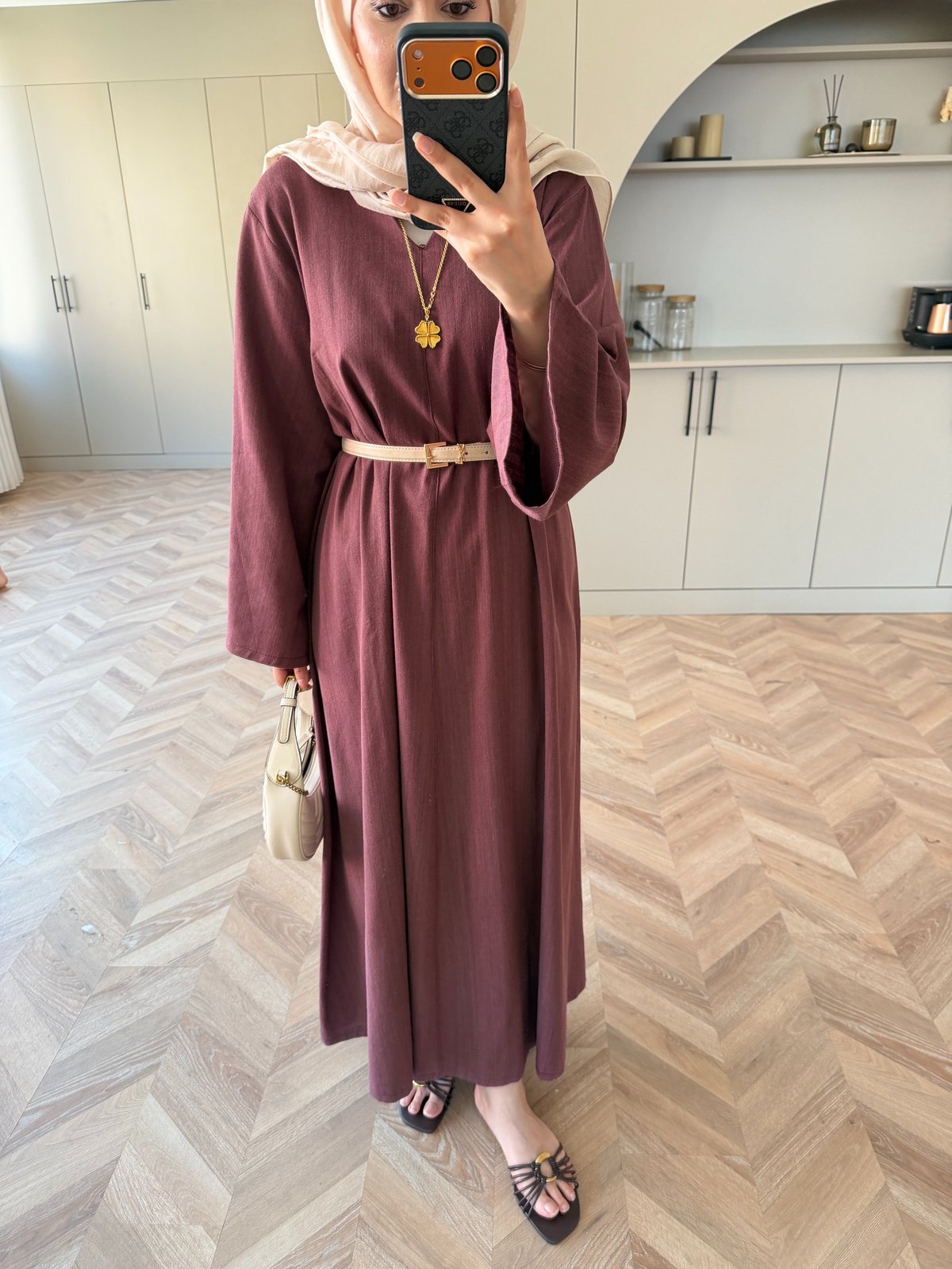 Rima Keten Elbise Bordo (4527)