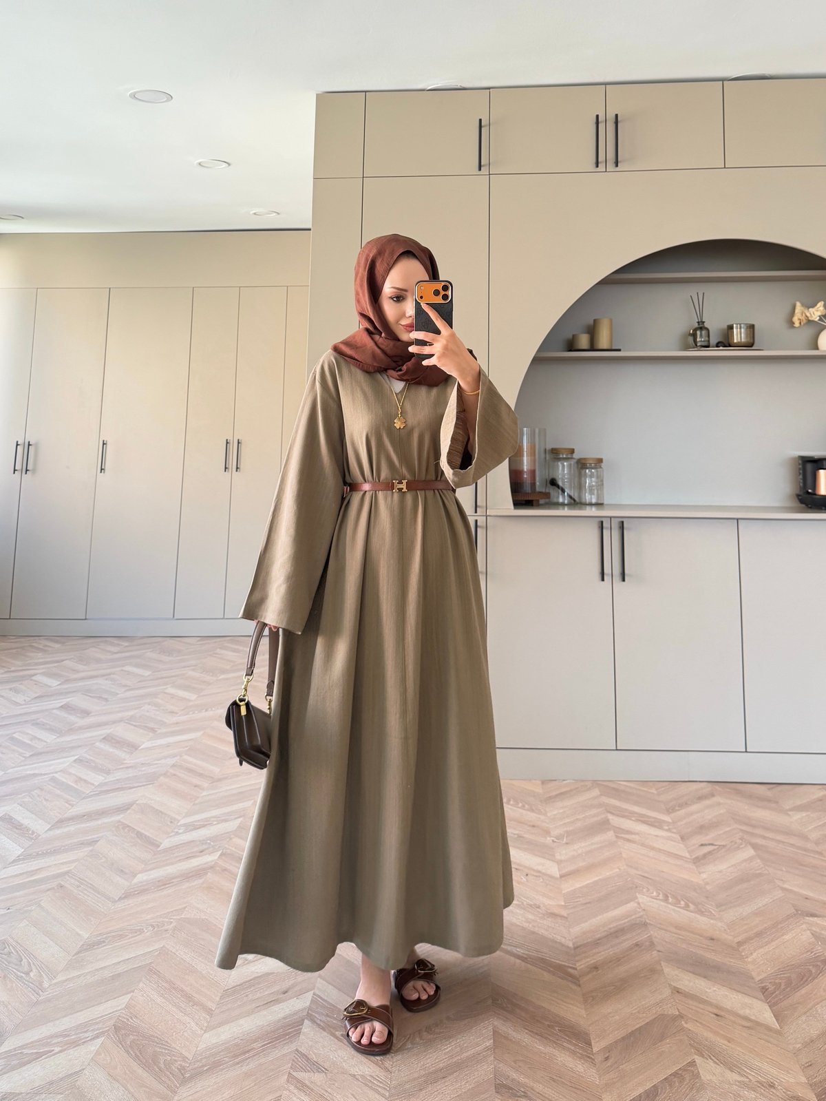 Rima Keten Elbise Haki (4527)