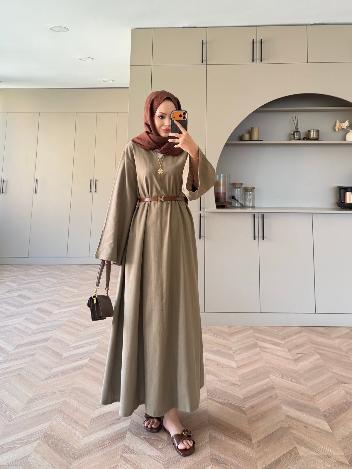 Rima Keten Elbise Haki (4527)