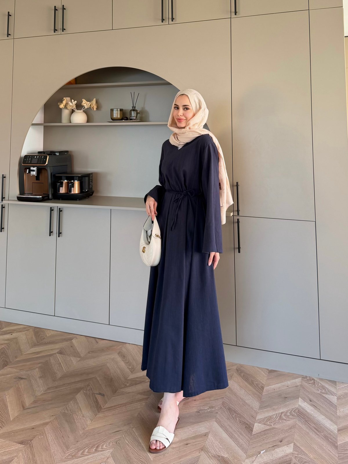 Rima Keten Elbise Lacivert (4527)